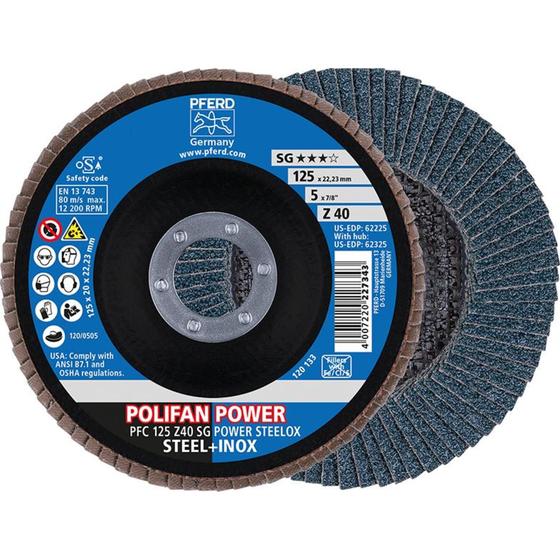 Fächerschleifscheibe Z 80SGP POWER 125mm K80 Pferd