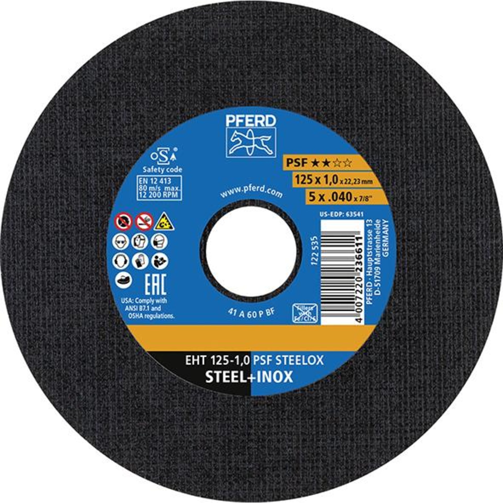 Trennscheibe gerade A60PPSF-INOX 125x1mm PFERD