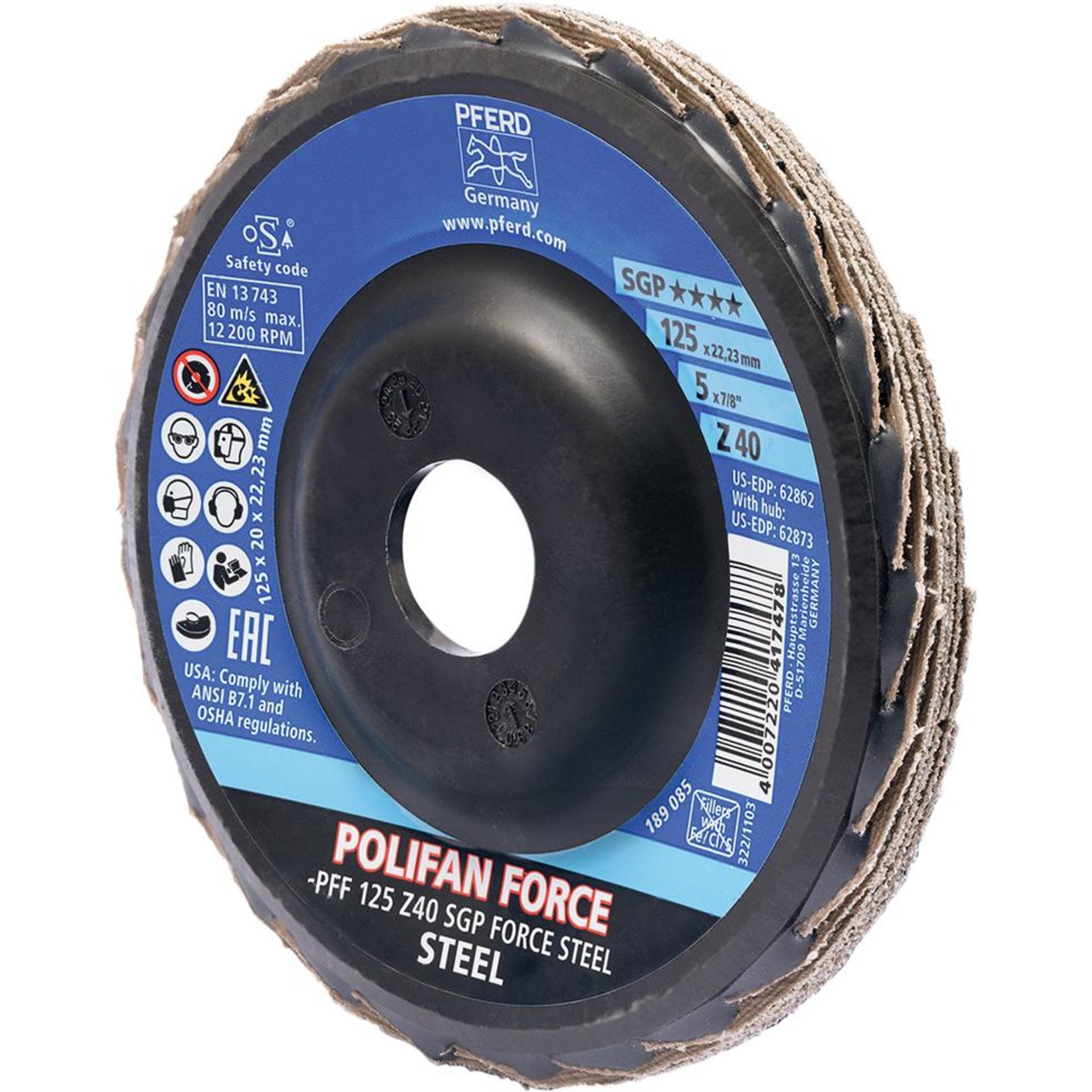 POLIFAN-Fächerschleifscheibe, Zirkonkorund FORCE, gewölbt