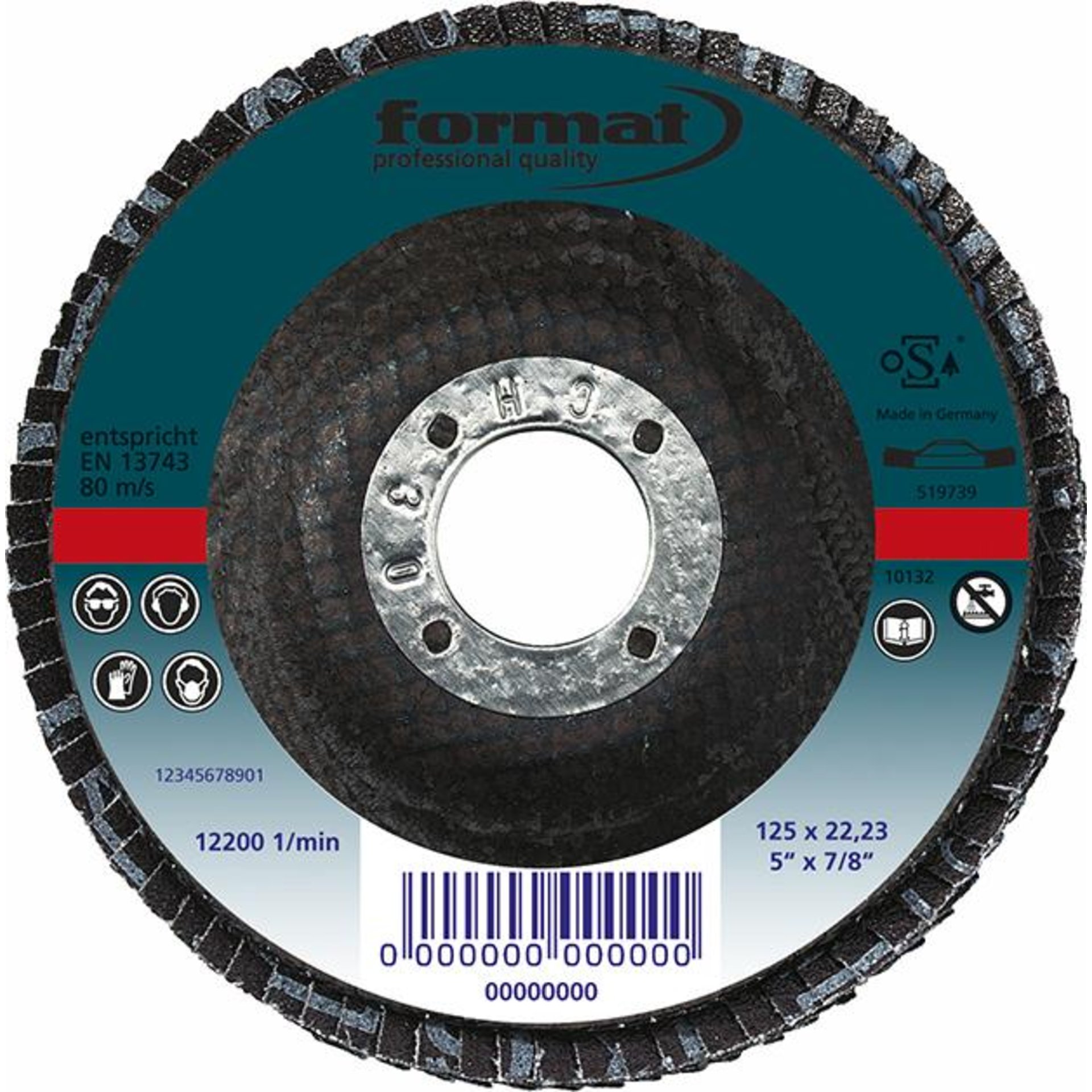 Fächerschleifscheibe für die Edelstahlbearbeitung, Keramikkorn, Ø 125 mm, gewölbt