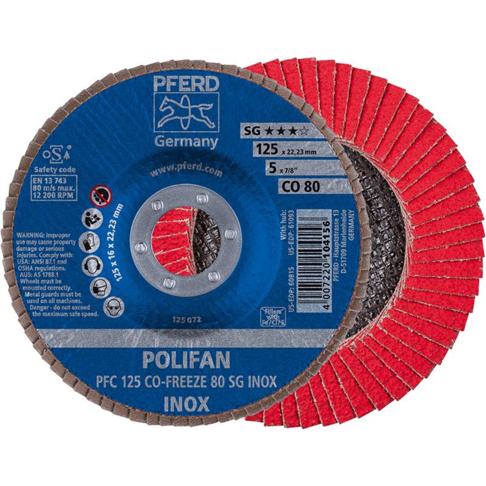 Fächerschleifscheibe COFREEZE gewölbt 125mm K80 Pferd