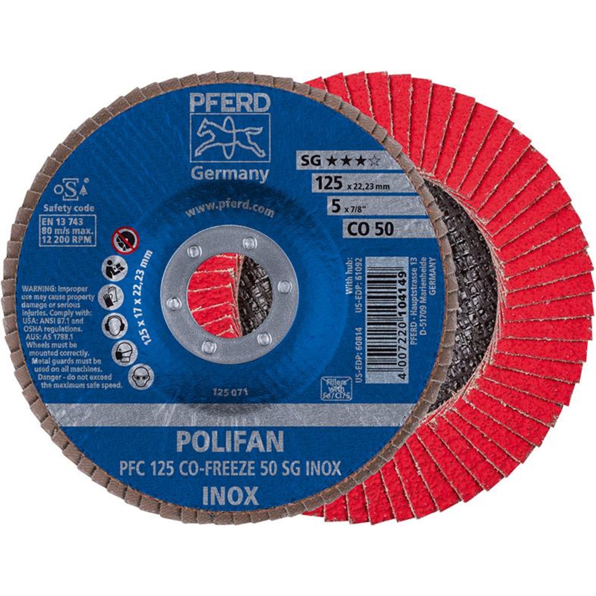 Fächerschleifscheibe COFREEZE gewölbt 125mm K50 Pferd