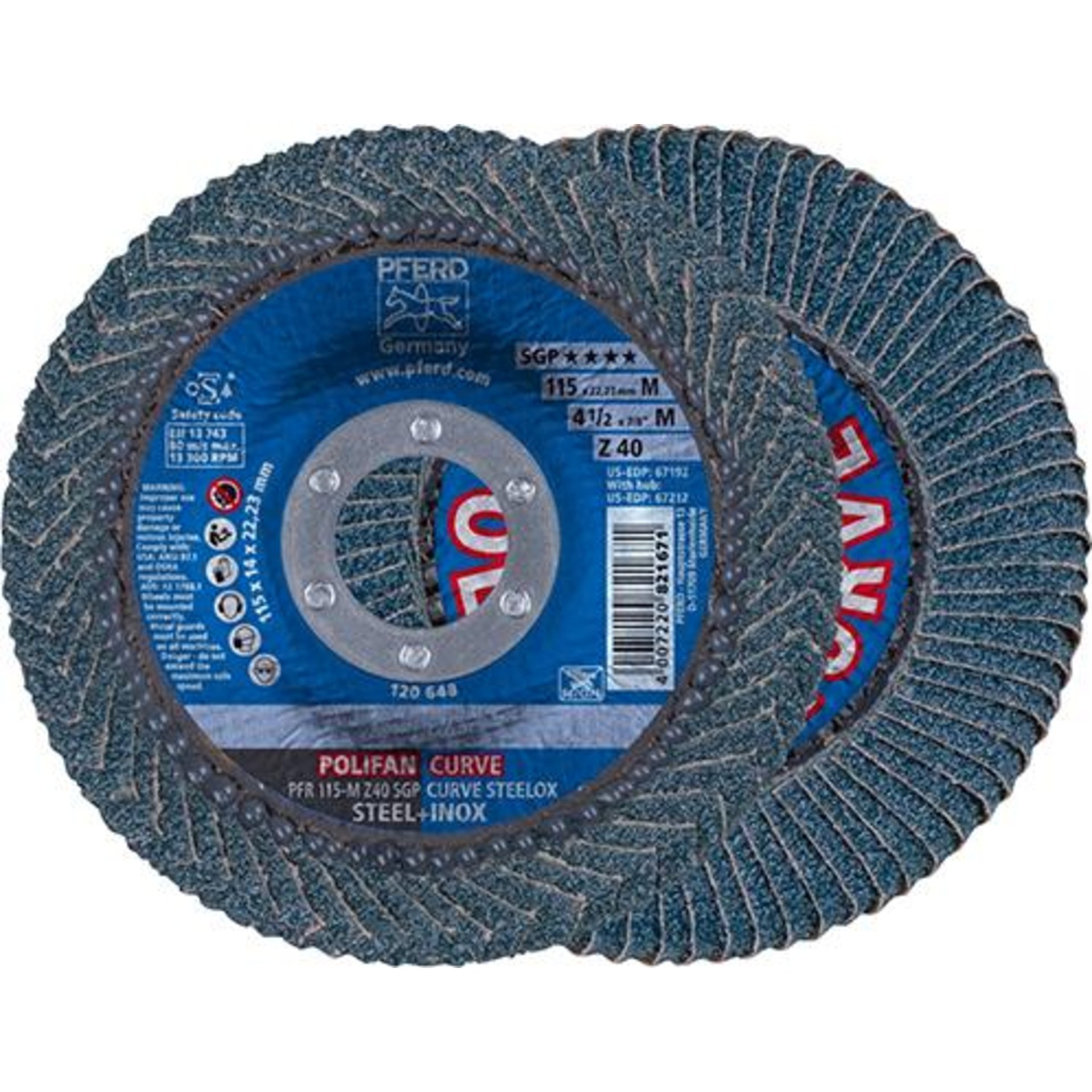 Fächerschleifscheibe Z 40SGP CURVE L 115mm K40Pferd