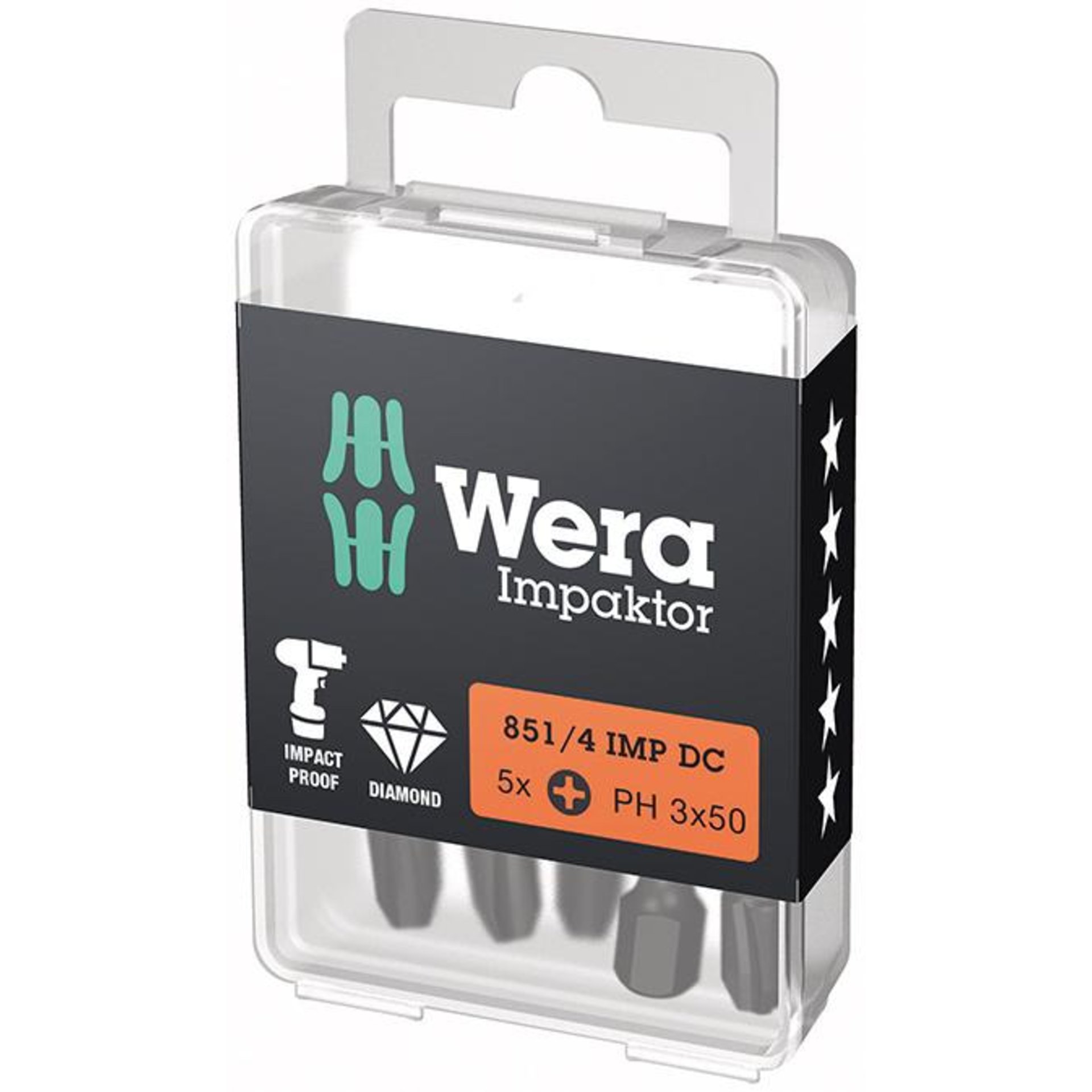 Bit Impaktor 1/4" DIN 3126 E6,3 PH3x50mm 5er Pack Wera