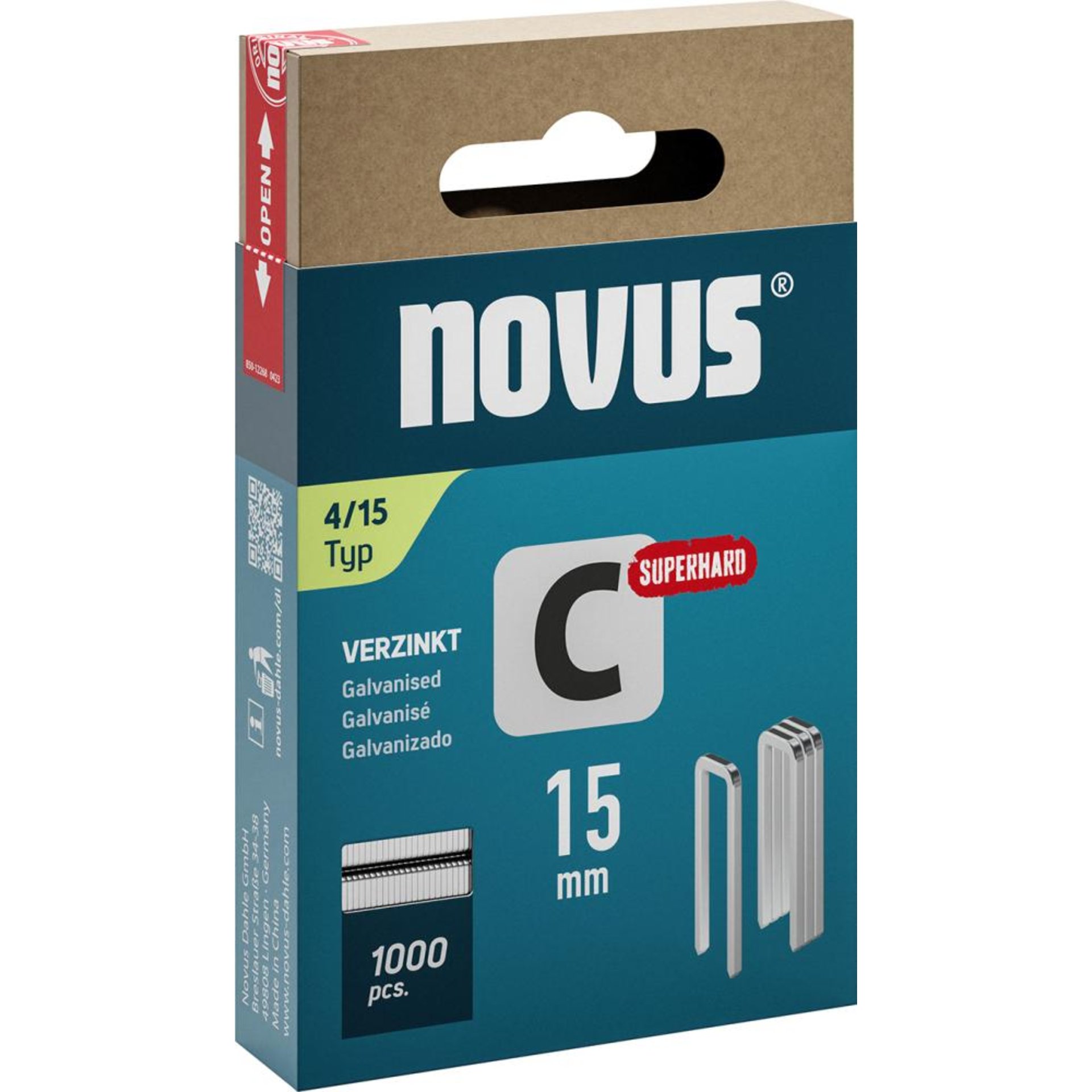 Schmalrückenklammer C Typ 4/15 mm Novus VE à 1000 Stück
