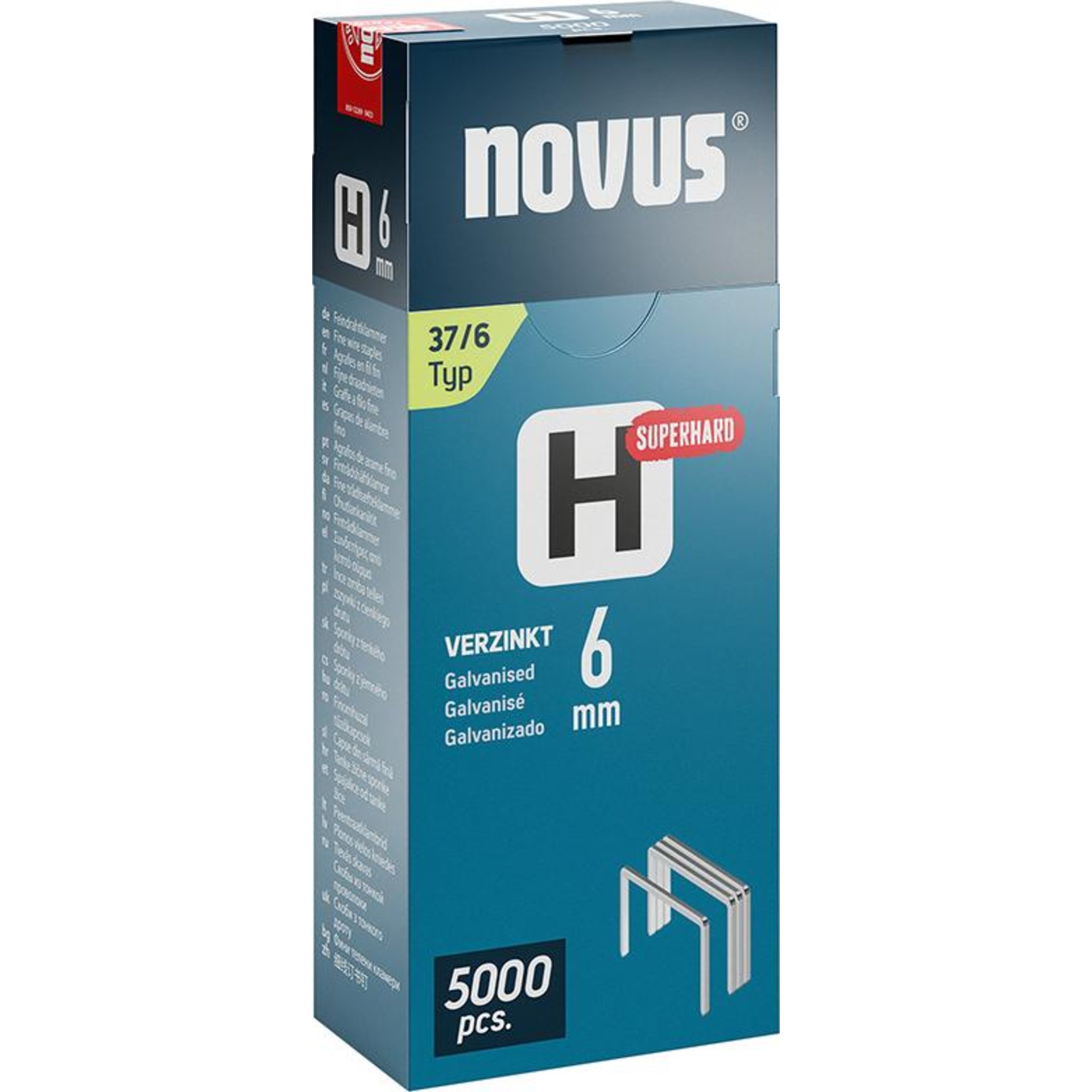 Feindrahtklammer H Typ 37/6 mm zn Novus VE à 5000 Stück