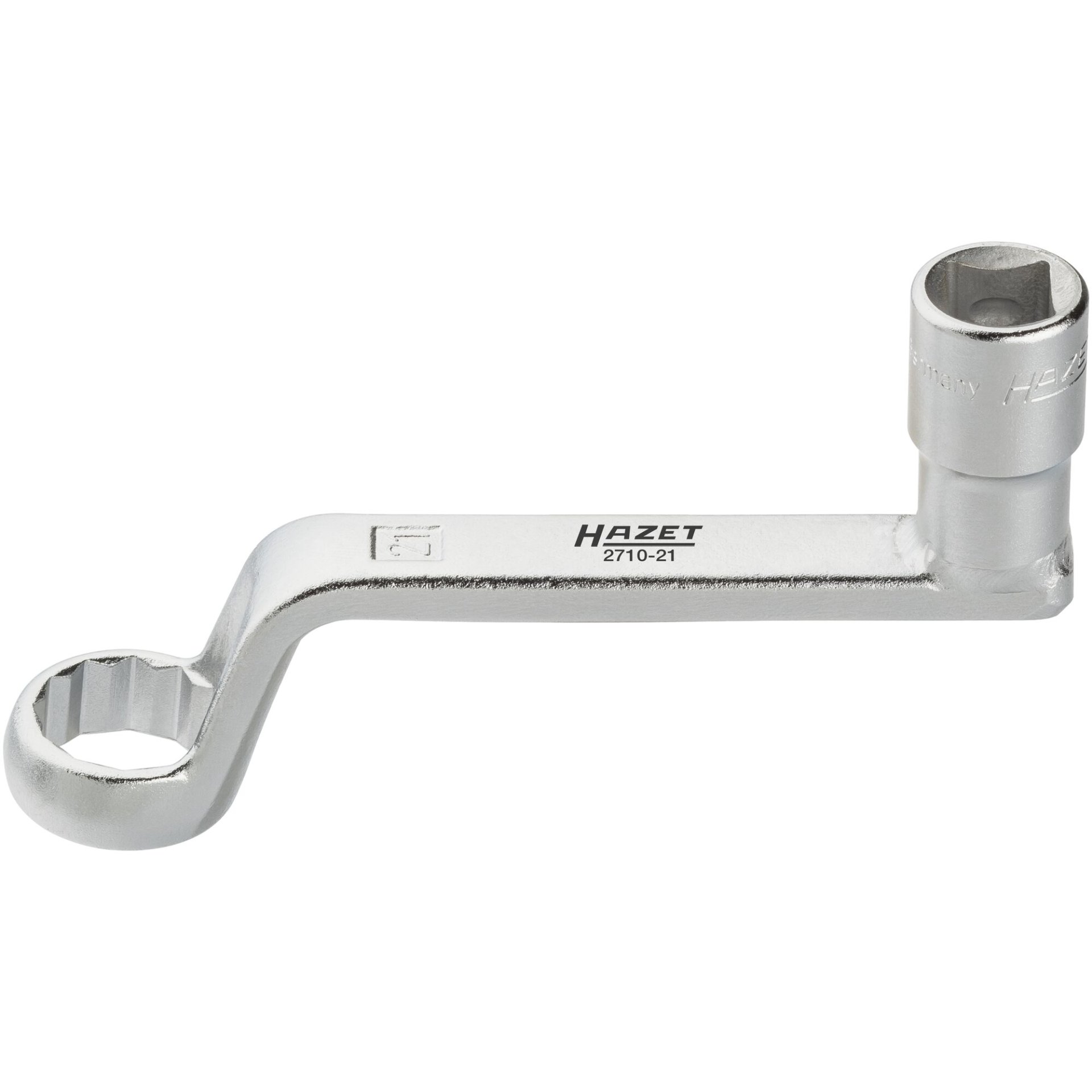HAZET Camber adjustment specialty tool 2710-21 ∙ 1/2 inch (12.5 mm) square, hollow ∙ Outside 12-point profile ∙ size 21 mm