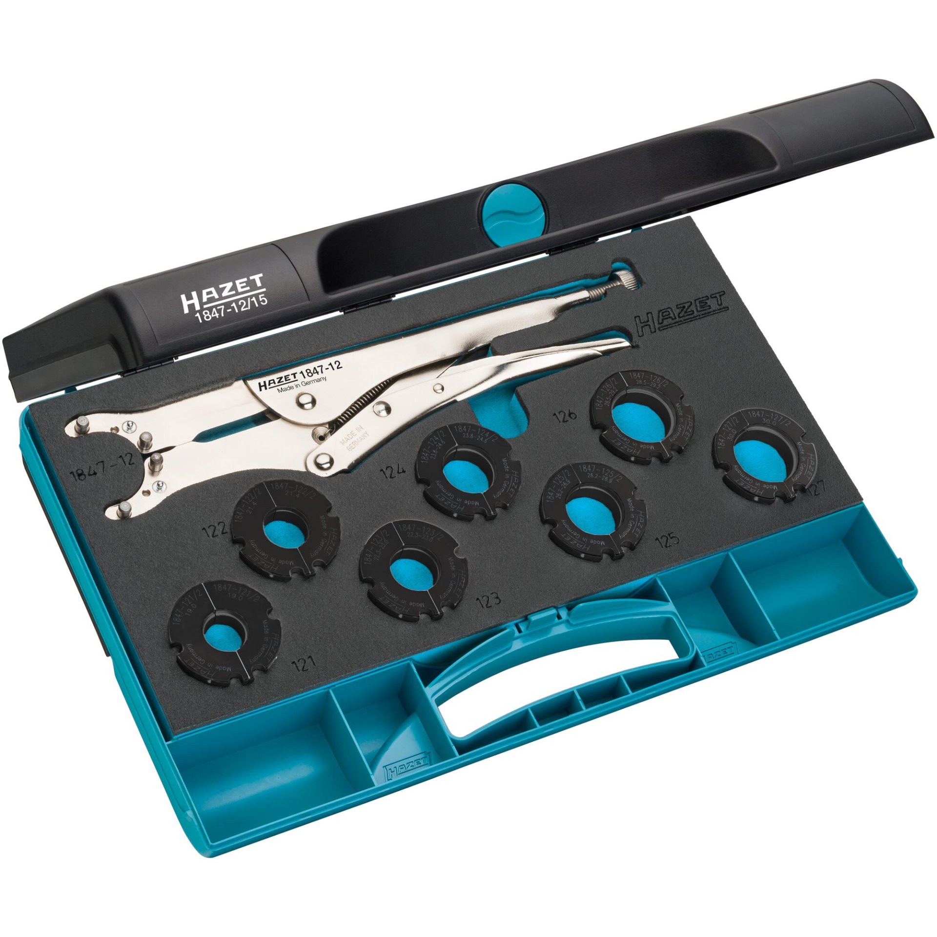 HAZET Circlip pliers set 1847-12/15 ∙ 355 mm x 235 mm x 65 mm ∙ Number of tools: 15
