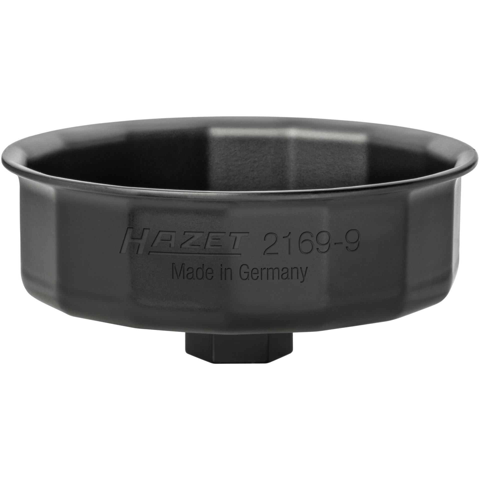 HAZET Oil filter wrench 2169-9 ∙ 24 mm outside hexagon, 1/2 inch (12.5 mm) square, hollow ∙ Outside 15-point profile ∙ size 105