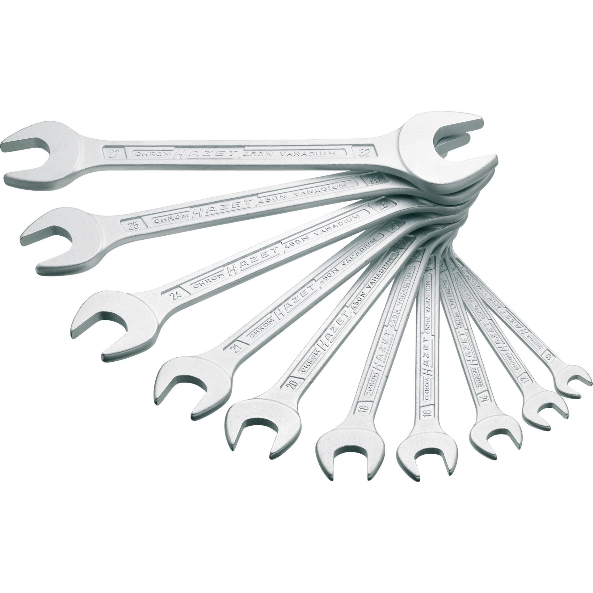HAZET Doppel-Maulschlüssel-Satz 450N/10 ∙ Außenprofil Sechskant ∙ 10-teilig ∙ 6 x 7 – 27 x 32