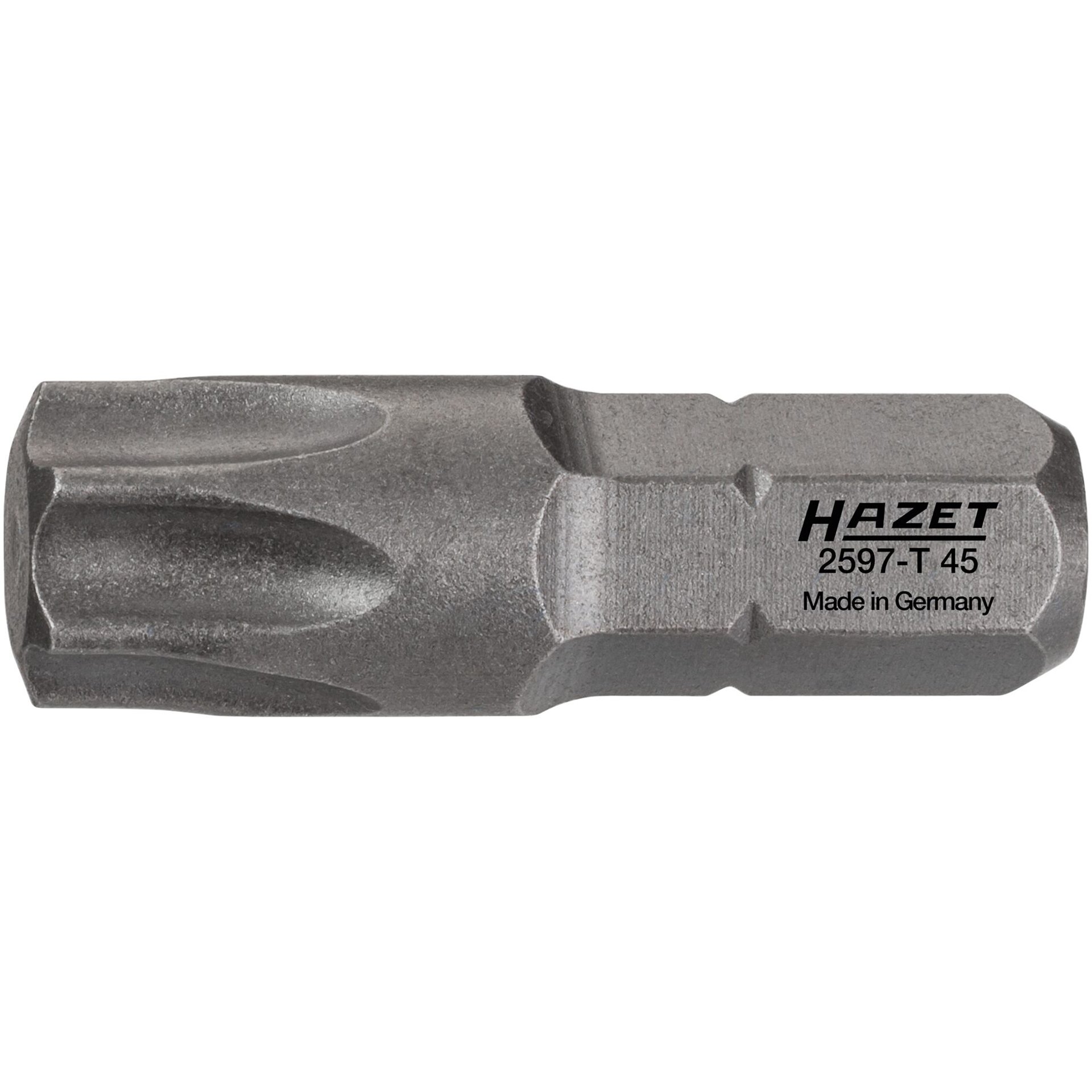 HAZET Embout-tournevis (bit) 2597-T45 ∙ Hexagone massif 1/4 pouce (6,3 mm) ∙ Profil TORX® intérieur ∙ taille T45