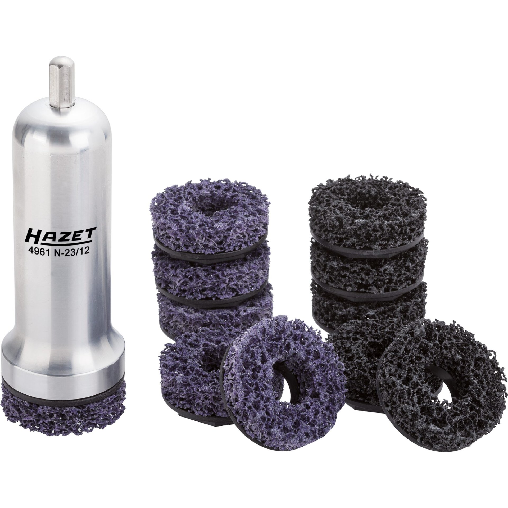 HAZET Juego de lijadoras para cubo de rueda de vehículos industriales 4961N-23/12 ∙ 12 piezas ∙ Número de herramientas: 12