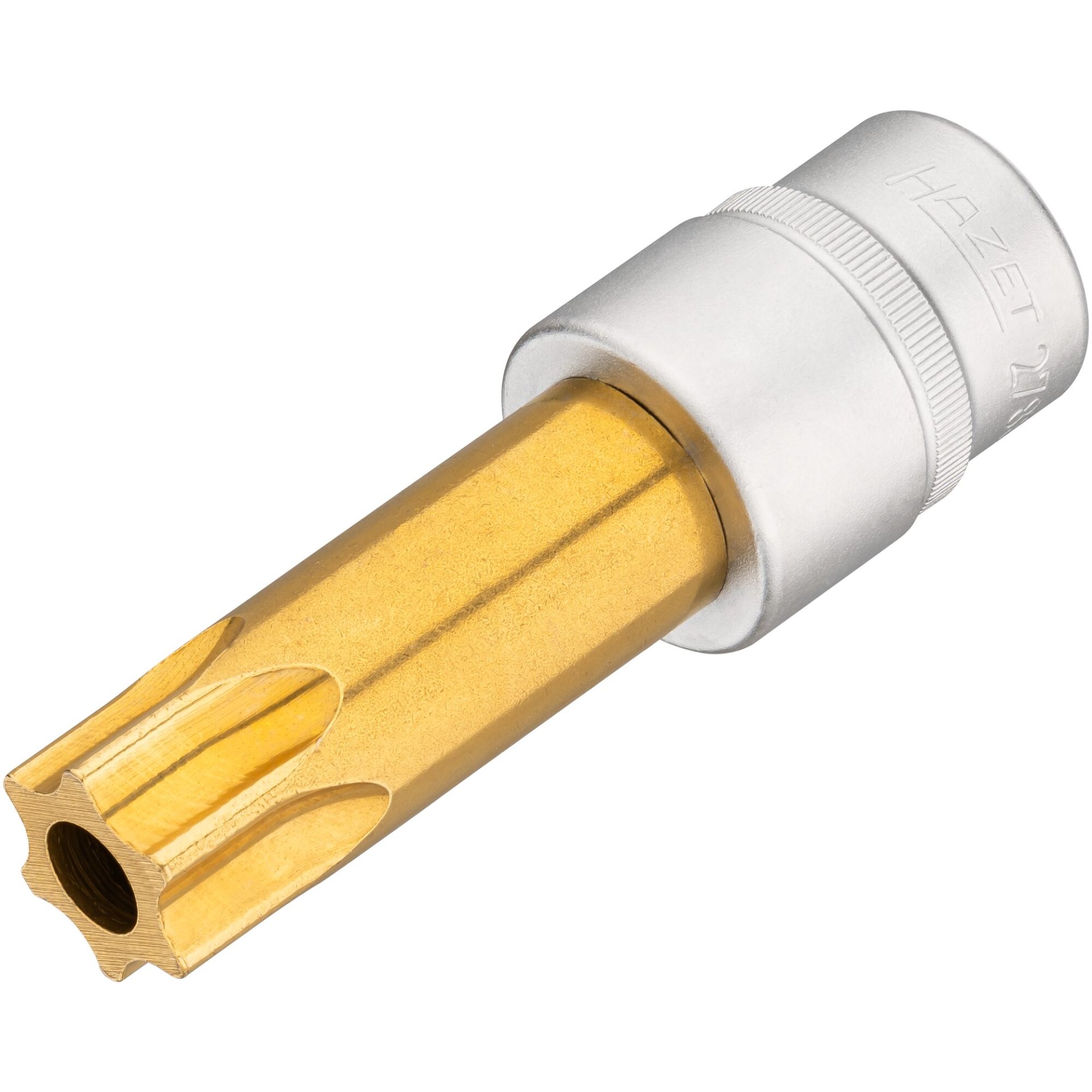 HAZET Nockenwellen-Versteller TORX® Schraubendreher-Einsatz ∙ mit Bohrung 2788-T100H ∙ 1/2 Zoll (12,5 mm) Vierkant hohl ∙ Tamper Resistant TORX® Profil ∙ T100H