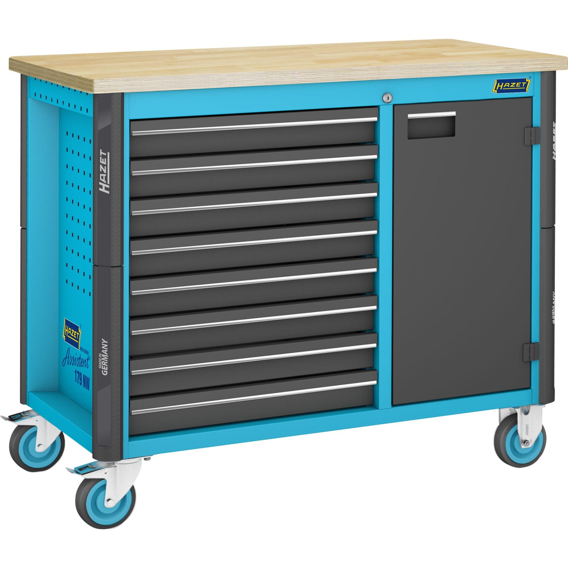 HAZET Établi mobile servante d'atelier Assistent 179NW-8 ∙ 1150 mm x 600 mm x 964 mm ∙ Tiroir, plat: 8 x 81 x 522 x 398 mm