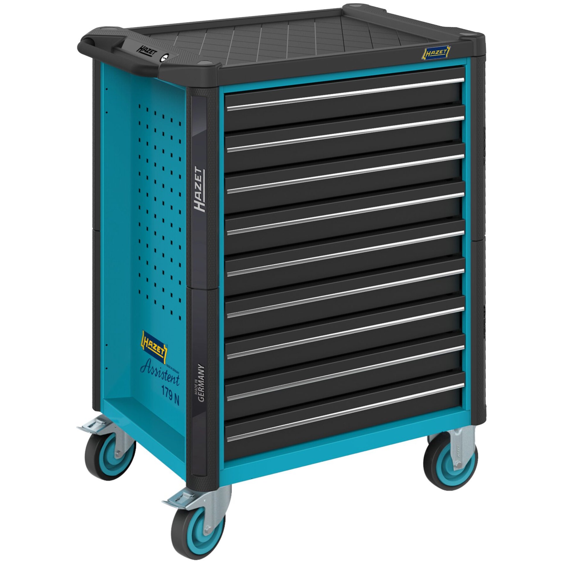 HAZET Werkstattwagen Assistent 179N-9 ∙ 785 mm x 518 mm x 1020 mm ∙ Schubladen, flach: 9× 81 x 522 x 398 mm