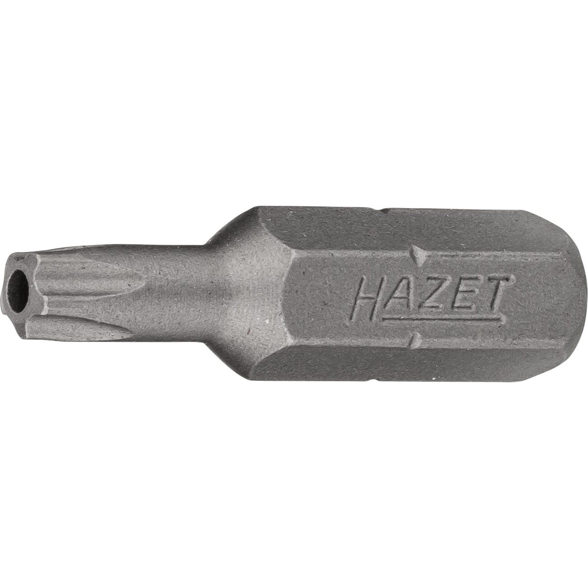 HAZET 5-star bit 2225-20H ∙ 1/4 inch (6.3 mm) hexagon, solid ∙ Inside 5-star profile with pin ∙ size 20H