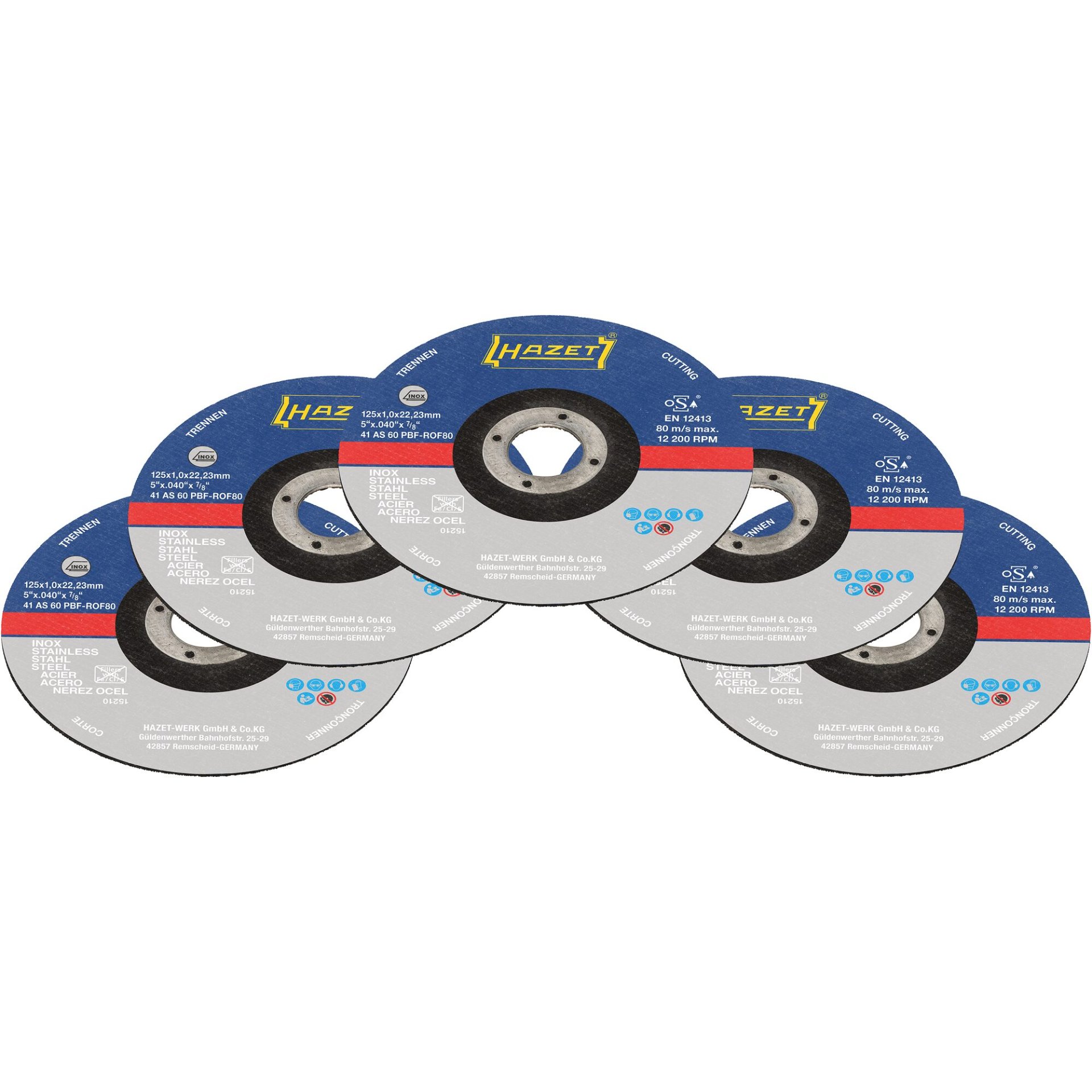 HAZET Trennscheiben-Satz ∙ 125 x 1 x 22,23 mm (5 x 0,40 x 7⁄8″) 9233-010/5 ∙ 5-teilig