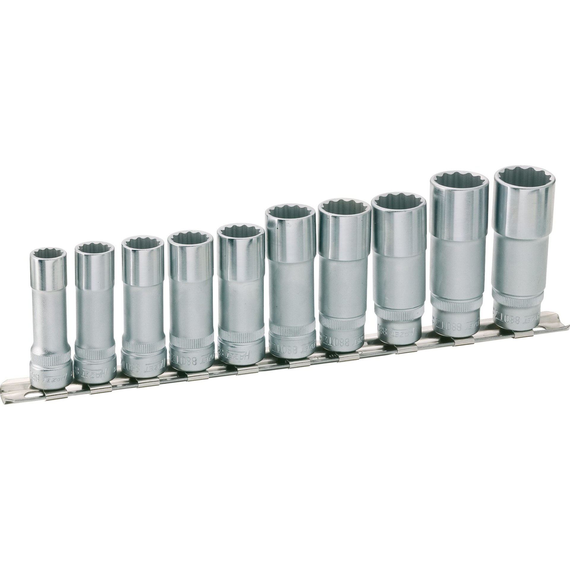HAZET Doppelsechskant Steckschlüssel Satz 880TZ/10H ∙ 3/8 Zoll (10 mm) Vierkant hohl ∙ Außen Doppelsechskant Profil ∙ 10 ∙ 11 ∙ 12 ∙ 13 ∙ 14 ∙ 15 ∙ 16 ∙ 17 ∙ 18 ∙ 19 ∙ Anzahl Werkzeuge: 10