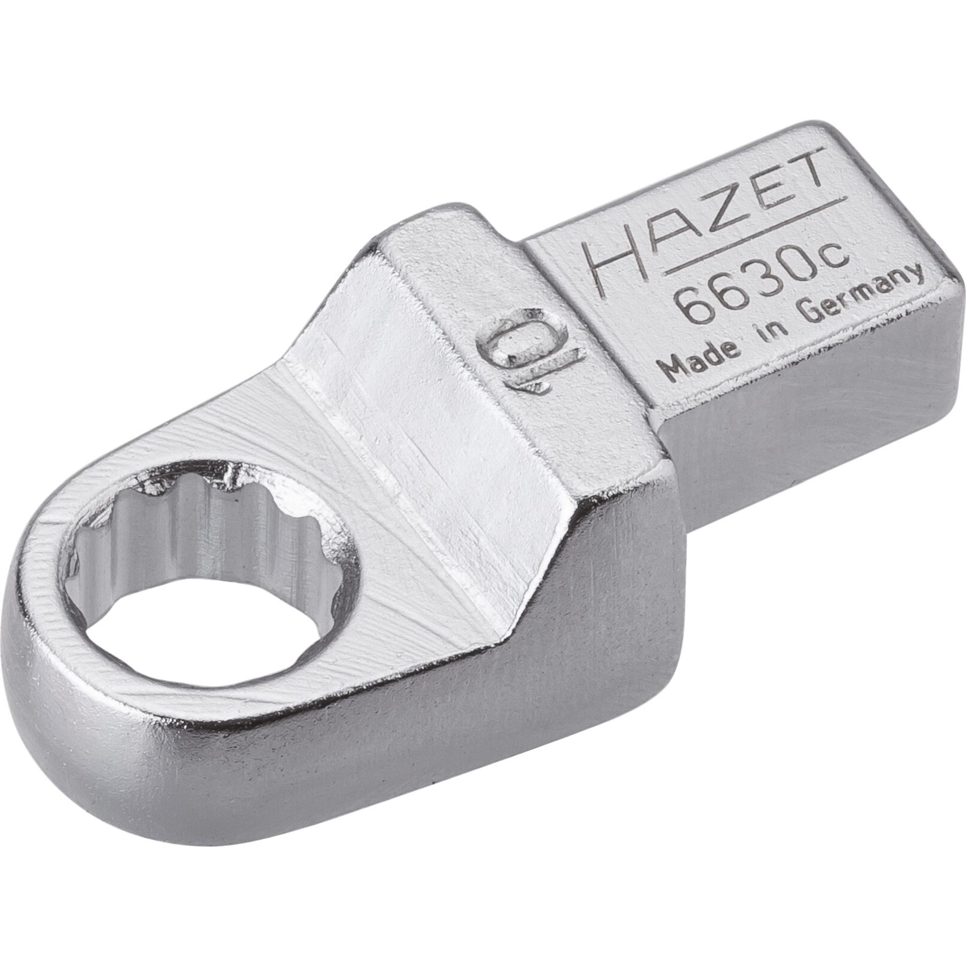 HAZET Einsteck-Ringschlüssel 6630C-10 ∙ 9 x 12 mm Einsteck-Vierkant massiv ∙ Außen-Tractionsprofil Doppelsechskant ∙ SW 10 mm