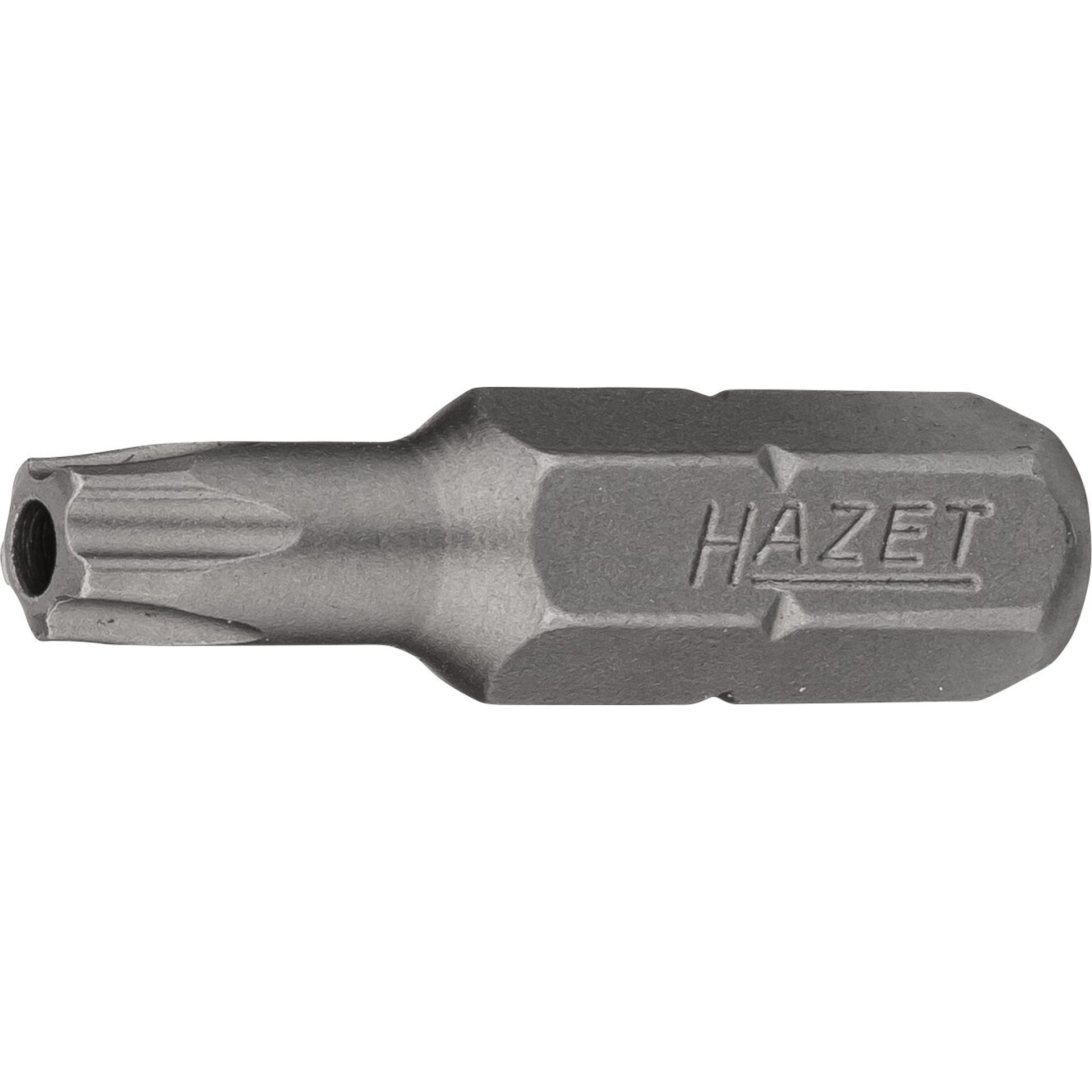HAZET 5-star bit 2225-25H ∙ 1/4 inch (6.3 mm) hexagon, solid ∙ Inside 5-star profile with pin ∙ size 25H