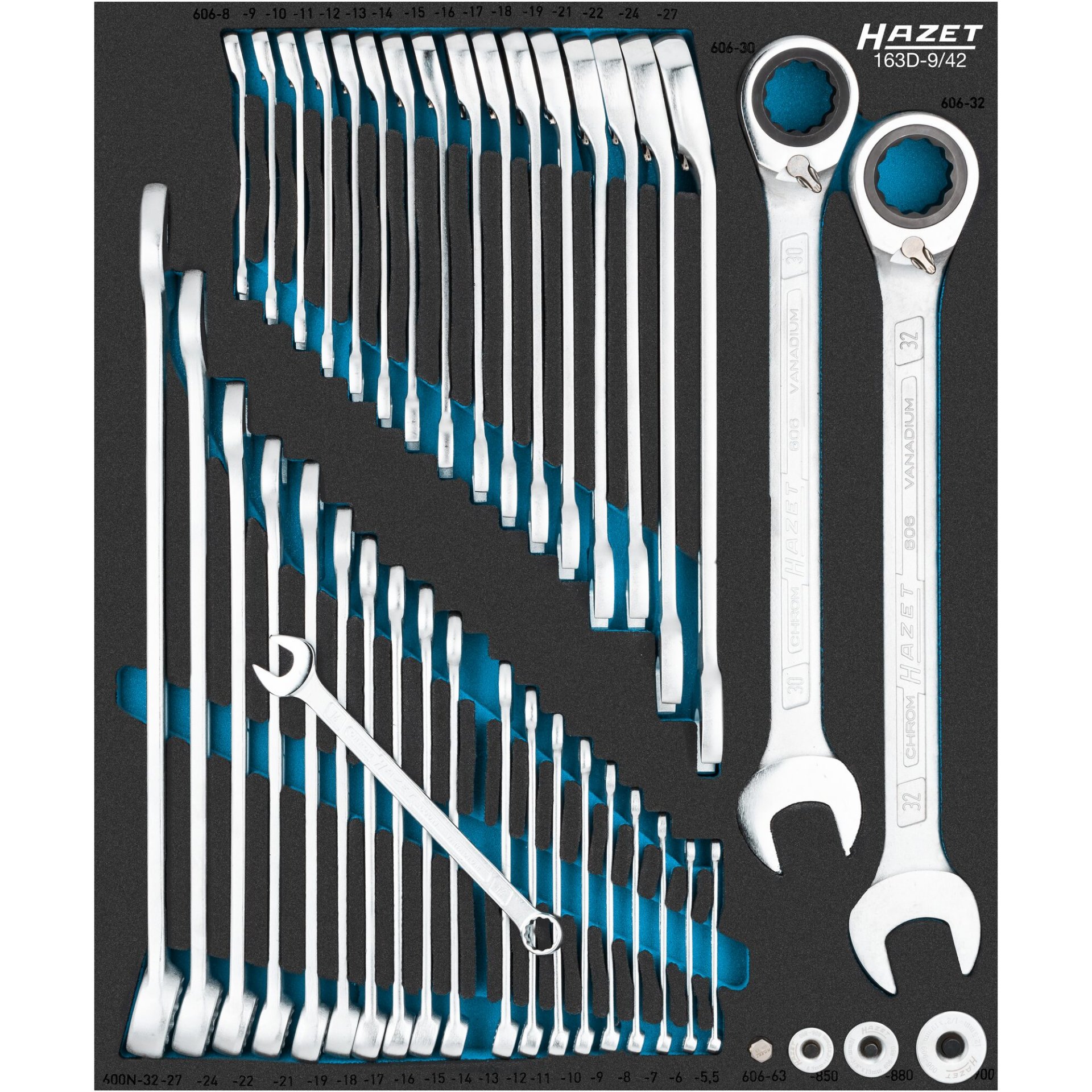 HAZET Jeu de clés de serrage 163D-9/42 ∙ 5,5 – 32 ∙ Nombre d'outils : 42
