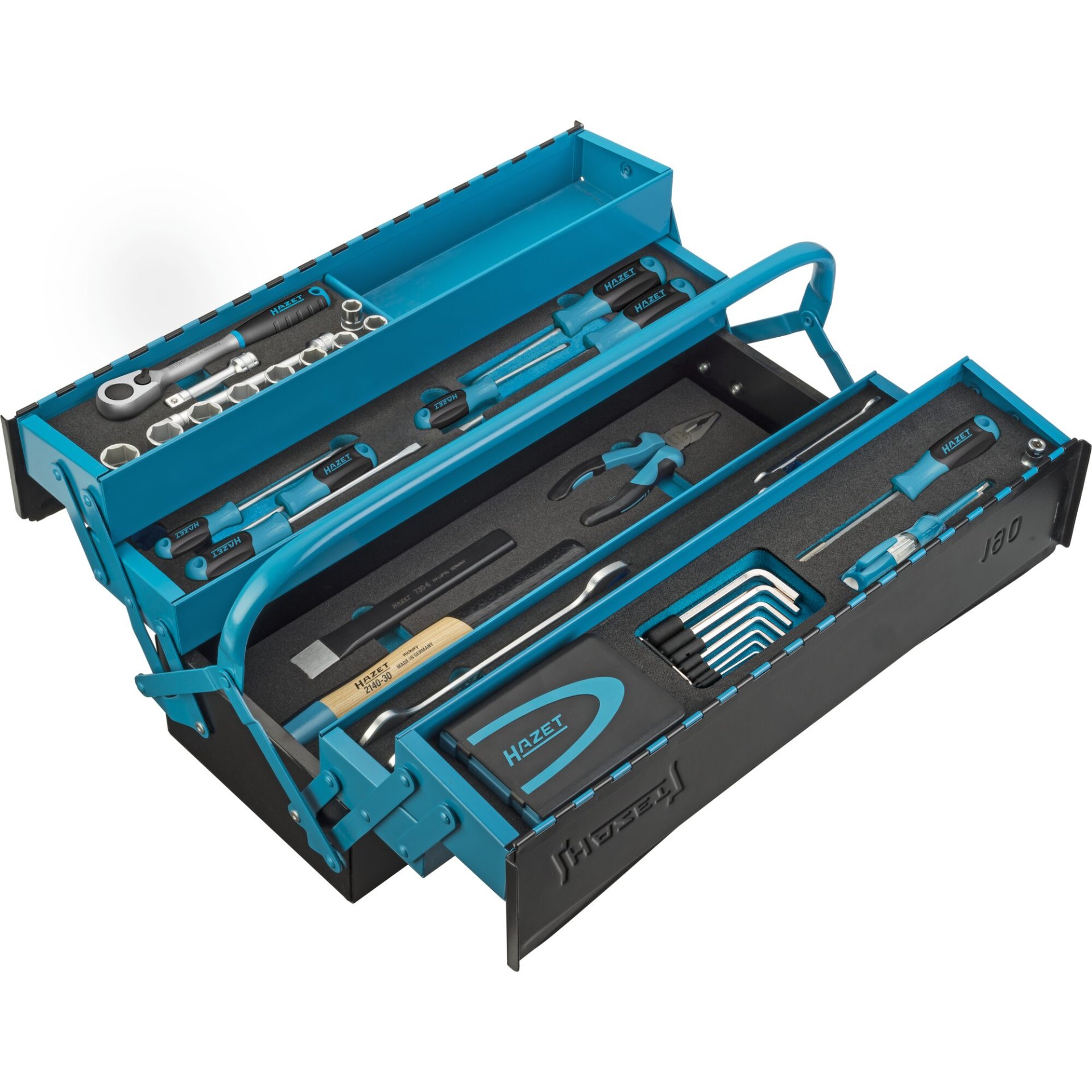 HAZET Caisse métallique à outils ∙ avec assortiment 190/79 ∙ 0,5 x 2,8 – 1,2 x 6,5 ∙ 2 – 22 ∙ PH1 – PH3 ∙ PZ1 – PZ3 ∙ T10 – T40 ∙ Nombre d'outils : 79