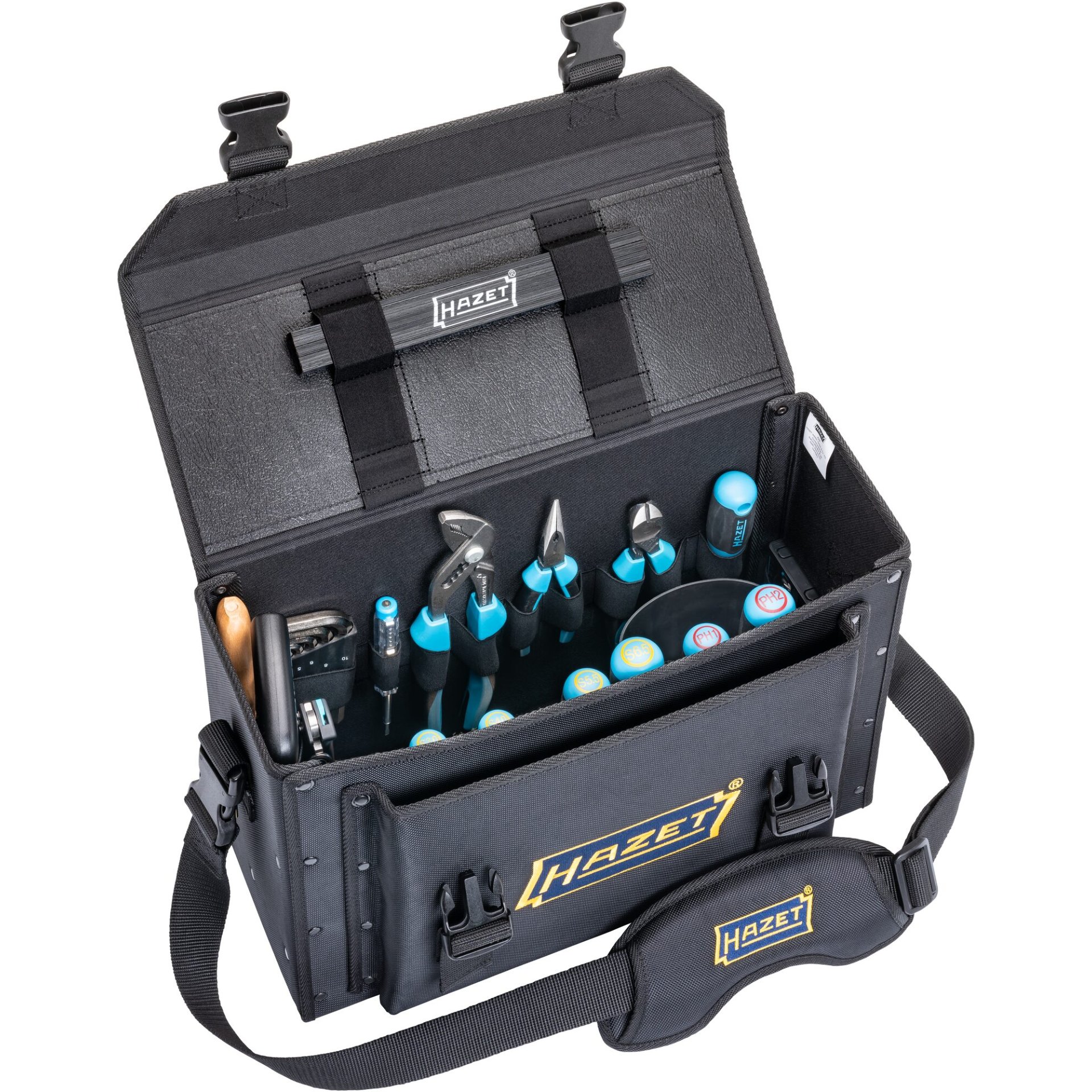 HAZET Werkzeugtasche ∙ klein ∙ mit 51 Profi-Werkzeugen 191T-1/51 ∙ 430 mm x 285 mm x 190 mm ∙ Nombre d'outils : 51