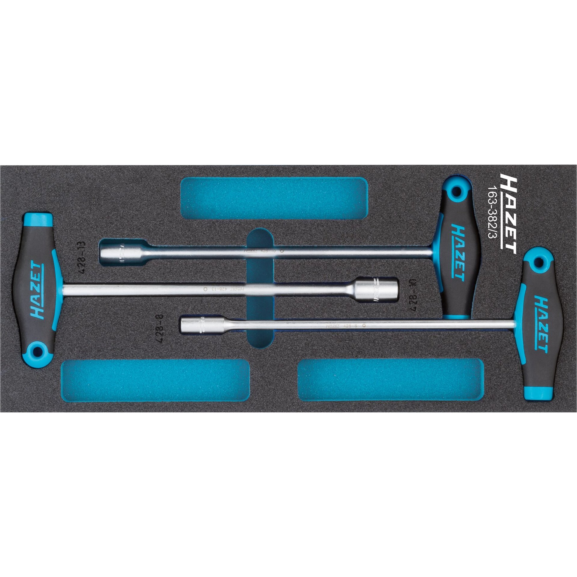 HAZET Nut-driver set ∙ with T-handle 163-382/3 ∙ Outside hexagon profile ∙ 8 ∙ 10 ∙ 13 ∙ Number of tools: 3
