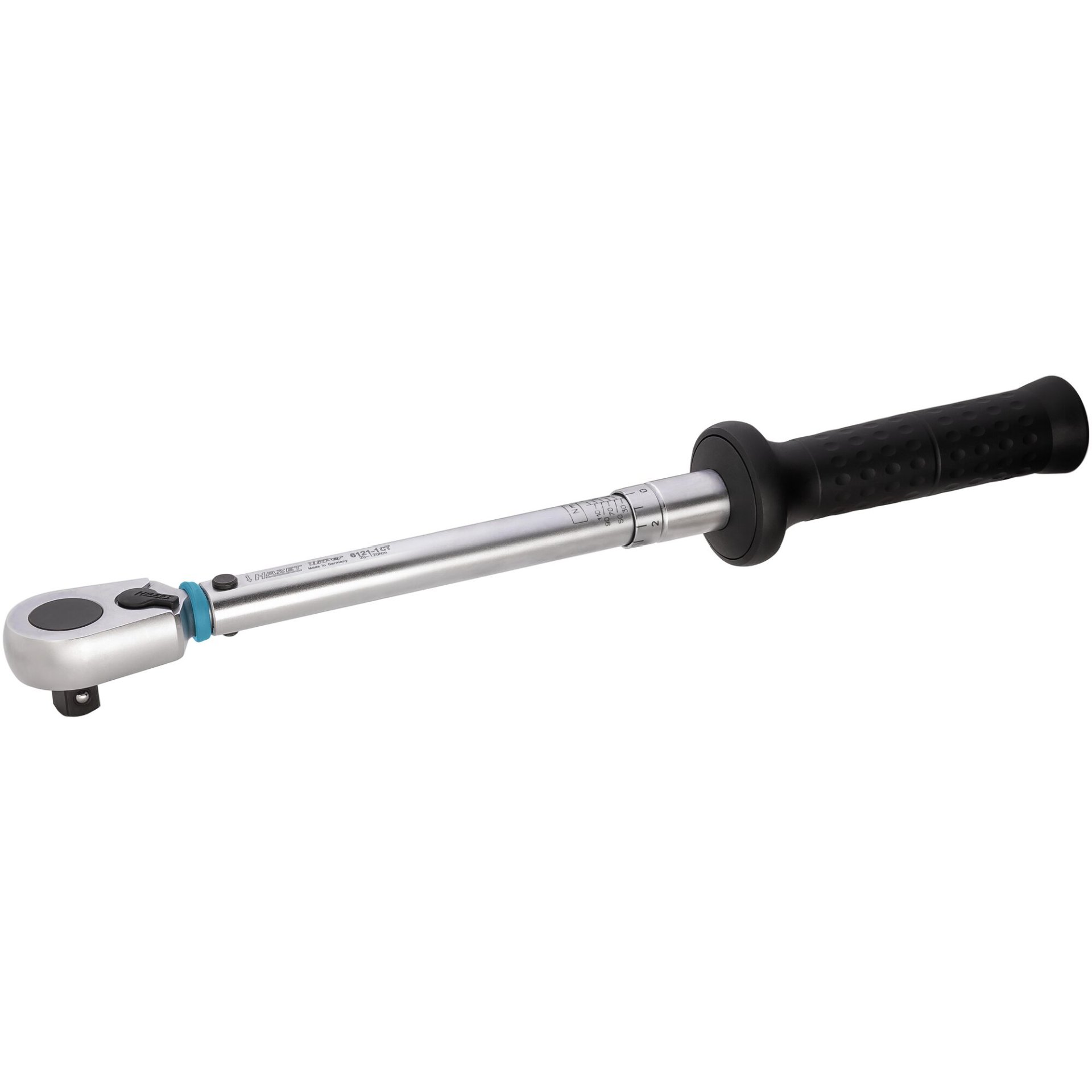 HAZET Drehmomentschlüssel 6121-1CT ∙ Drehmomentbereich min-max: 20 – 120 Nm ∙ Genauigkeit: 2% ∙ 1/2 Zoll (12,5 mm) Vierkant massiv ∙ Länge: 437 mm