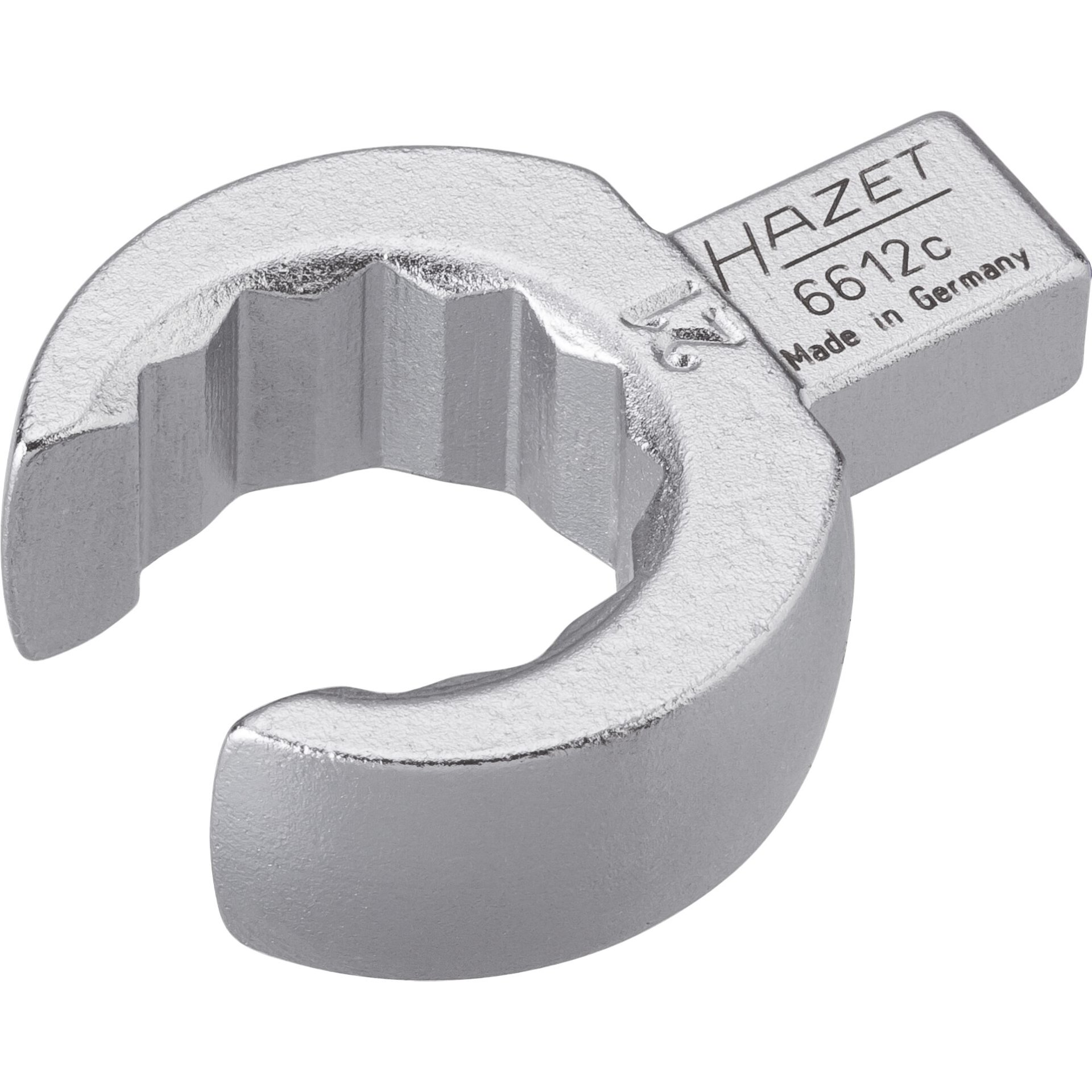 HAZET Einsteck-Ringschlüssel ∙ offen 6612C-21 ∙ 9 x 12 mm Einsteck-Vierkant ∙ Außen Doppelsechskant Profil ∙ 21 mm