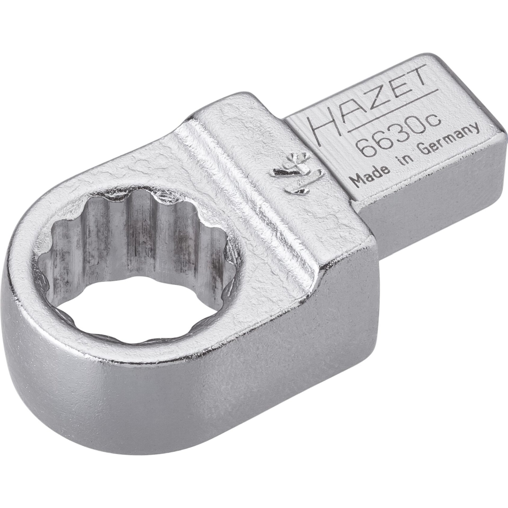 HAZET Einsteck-Ringschlüssel 6630C-14 ∙ 9 x 12 mm Einsteck-Vierkant massiv ∙ Außen-Tractionsprofil Doppelsechskant ∙ SW 14 mm