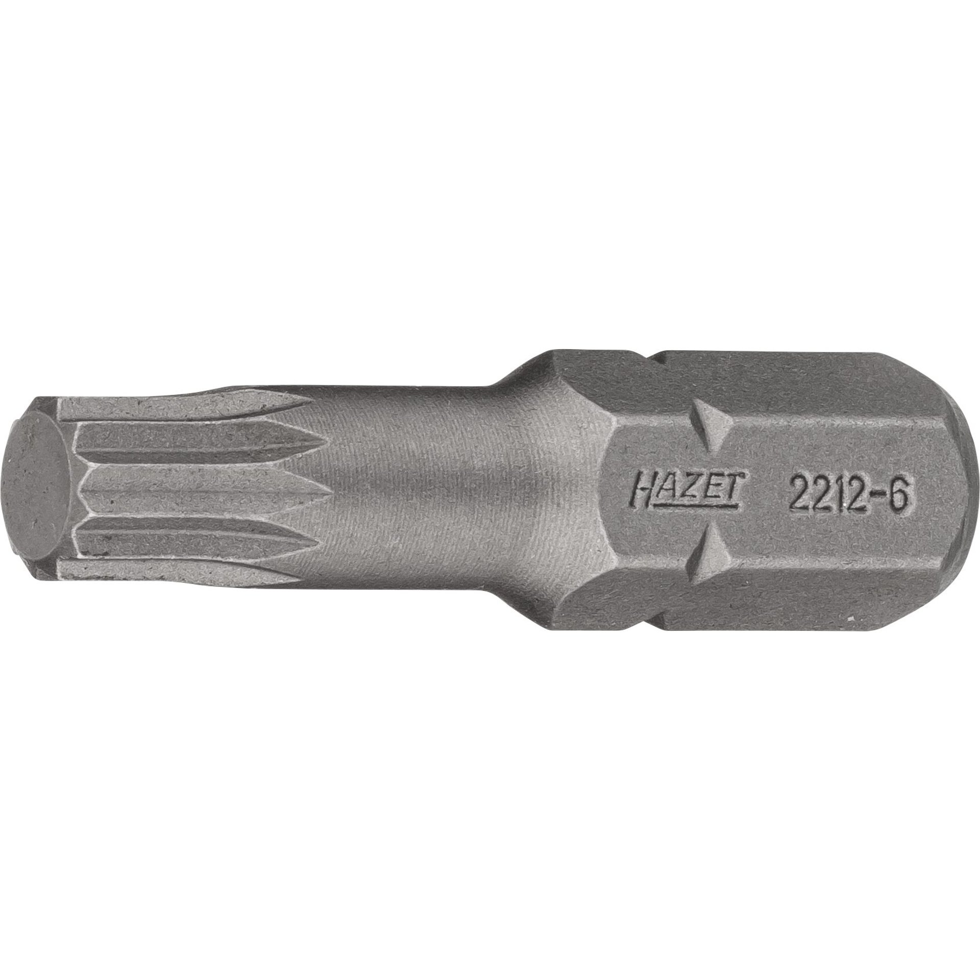 HAZET Bit 2212-6 ∙ 5/16 Zoll (8 mm) Sechskant massiv ∙ Innen Vielzahn Profil XZN ∙ SW M6