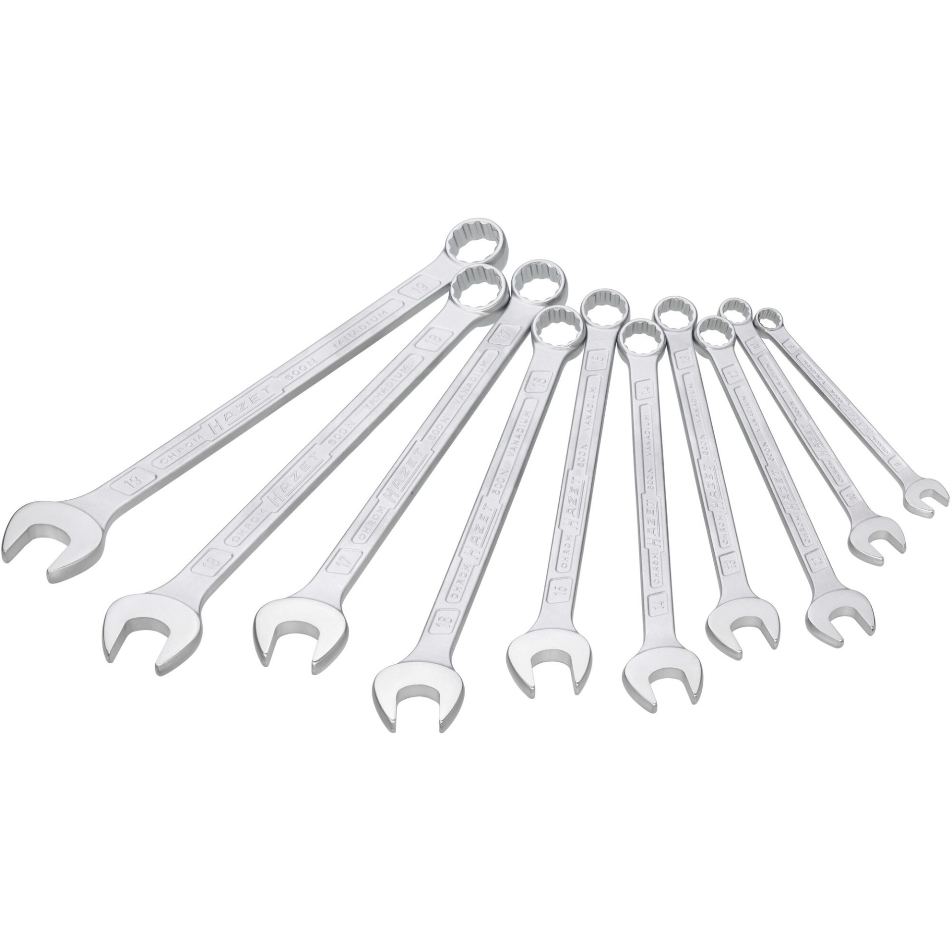 HAZET Combination wrench set 600SPC/10 ∙ Outside 12-point traction profile ∙ 8 – 19 ∙ Number of tools: 10
