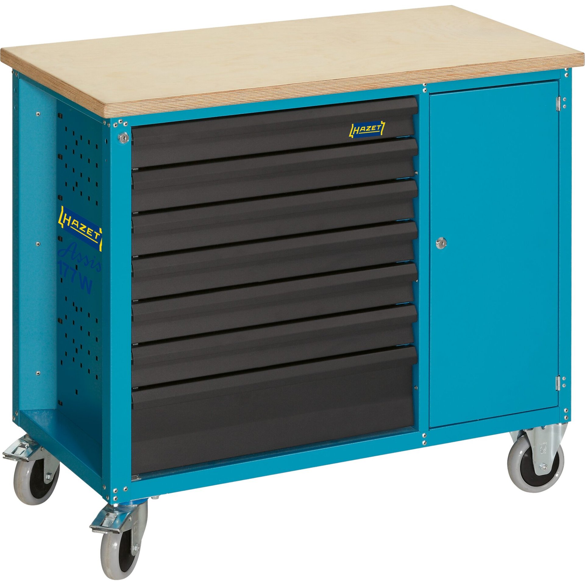 HAZET Établi mobile servante d'atelier Assistent 177W-6 ∙ 1040 mm x 520 mm x 934 mm ∙ Tiroir, plat: 4 x 79 x 527 x 348 mm ∙ Tiroir, haut: 2 x 164 x 527 x 348 mm