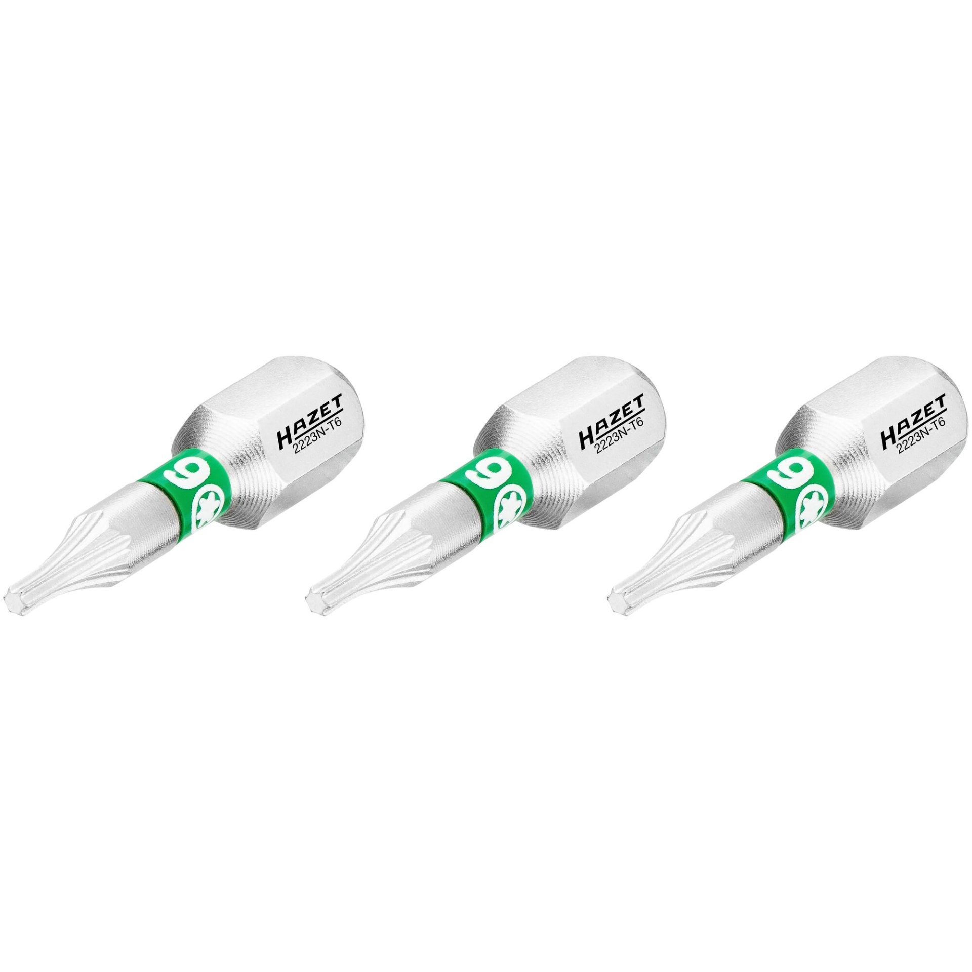 HAZET Bit 2223N-T6/3 ∙ 1/4 Zoll (6,3 mm) Sechskant massiv ∙ Innen TORX® Profil ∙ 3-teilig ∙ SW T6