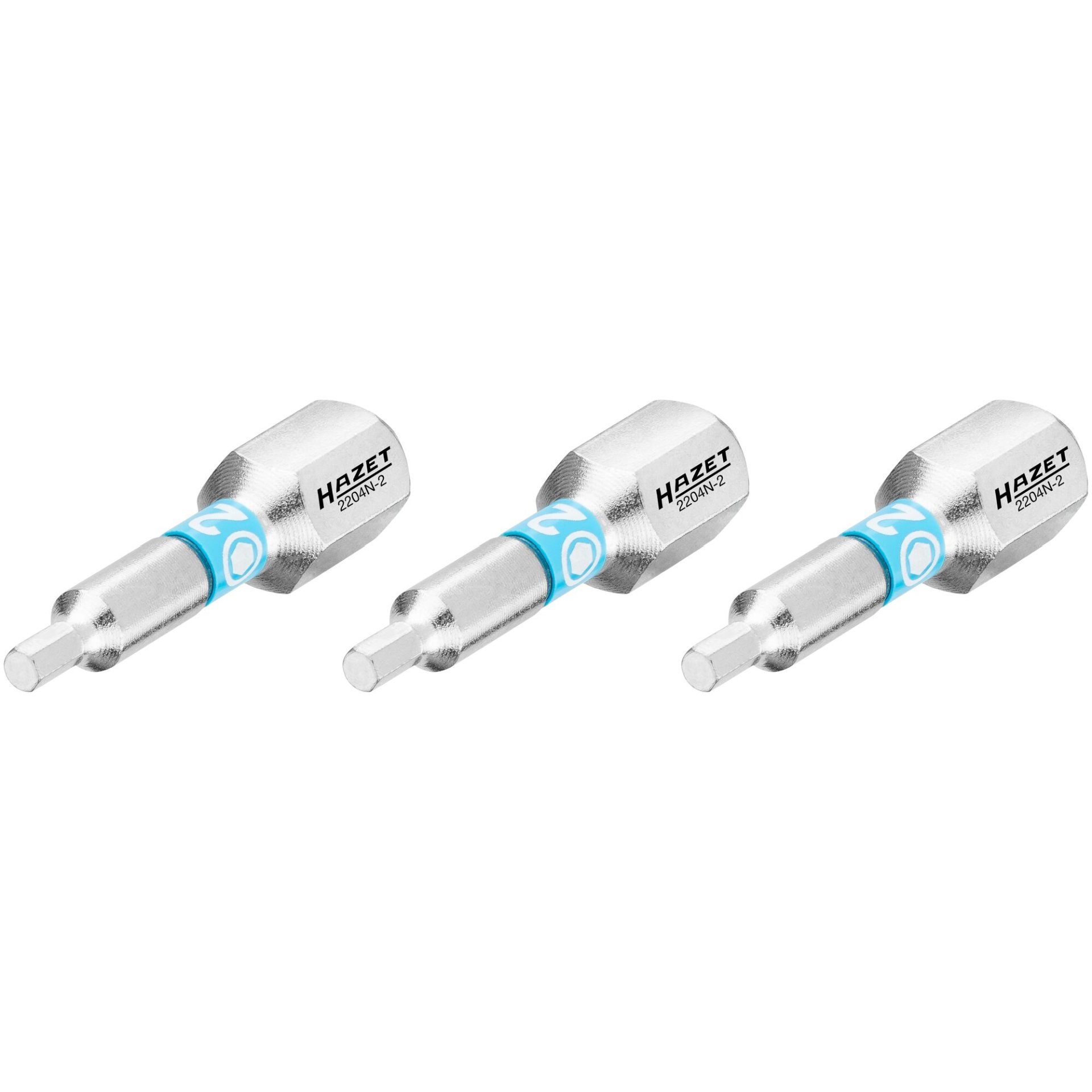 HAZET Bit 2204N-2/3 ∙ 1/4 Zoll (6,3 mm) Sechskant massiv ∙ Innensechskant Profil ∙ 3-teilig ∙ SW 2 mm
