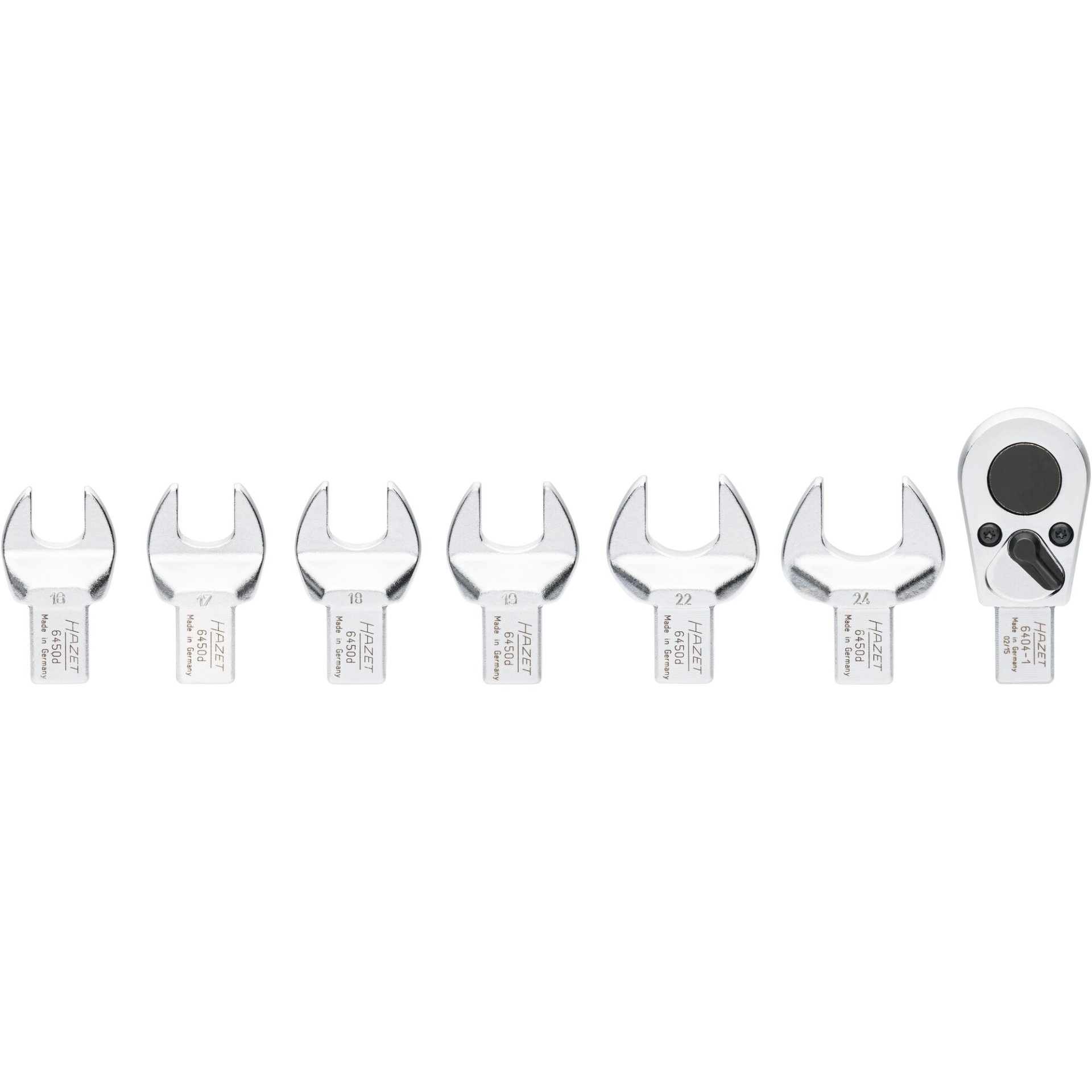 HAZET Insert tool set 6450D/7 ∙ 14 x 18 mm insert square ∙ Outside hexagon profile, 1/2 inch (12.5 mm) square, solid ∙ 16 ∙ 17 ∙ 18 ∙ 19 ∙ 22 ∙ 24 ∙ Number of tools: 7