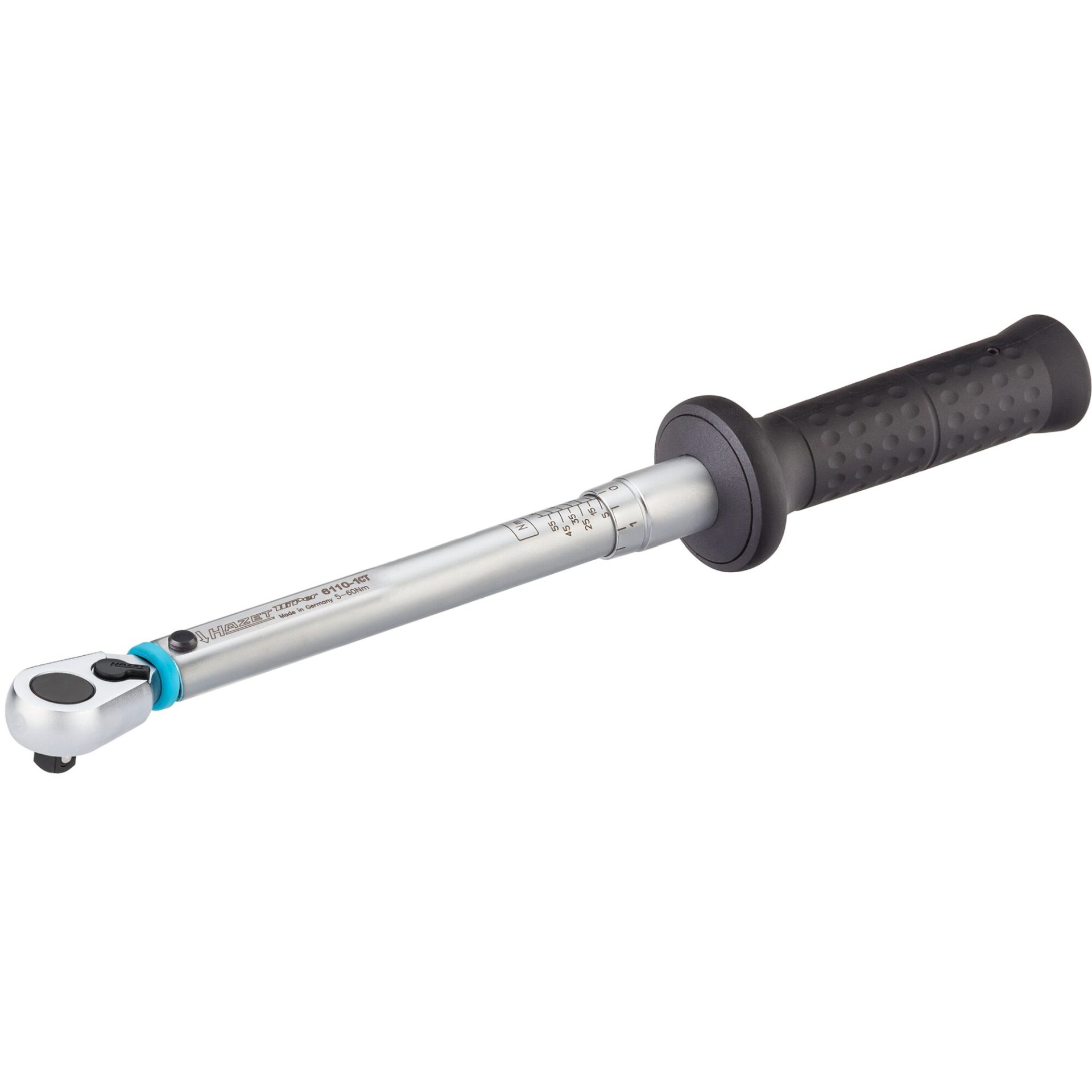 HAZET Torque wrench with DAkkS calibration certificate 6110-1CTCAL ∙ Torque range min-max: 5 – 60 Nm ∙ Accuracy: 2% ∙ 3/8 inch (10 mm) square, solid ∙ 335 mm