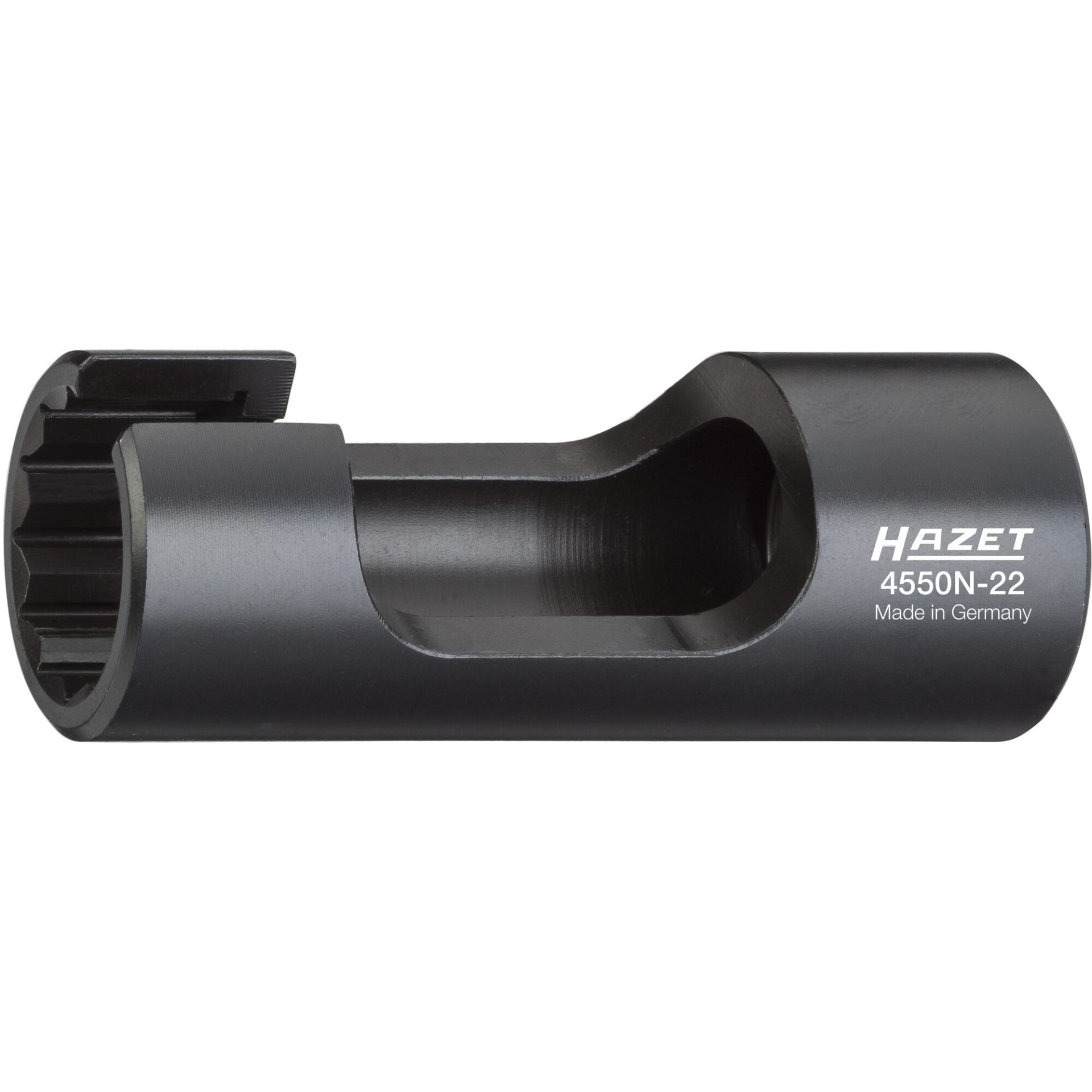 HAZET Einspritzleitungsschlüssel 4550N-22 ∙ 1/2 Zoll (12,5 mm) Vierkant hohl ∙ Außen Doppelsechskant Profil ∙ 22 mm