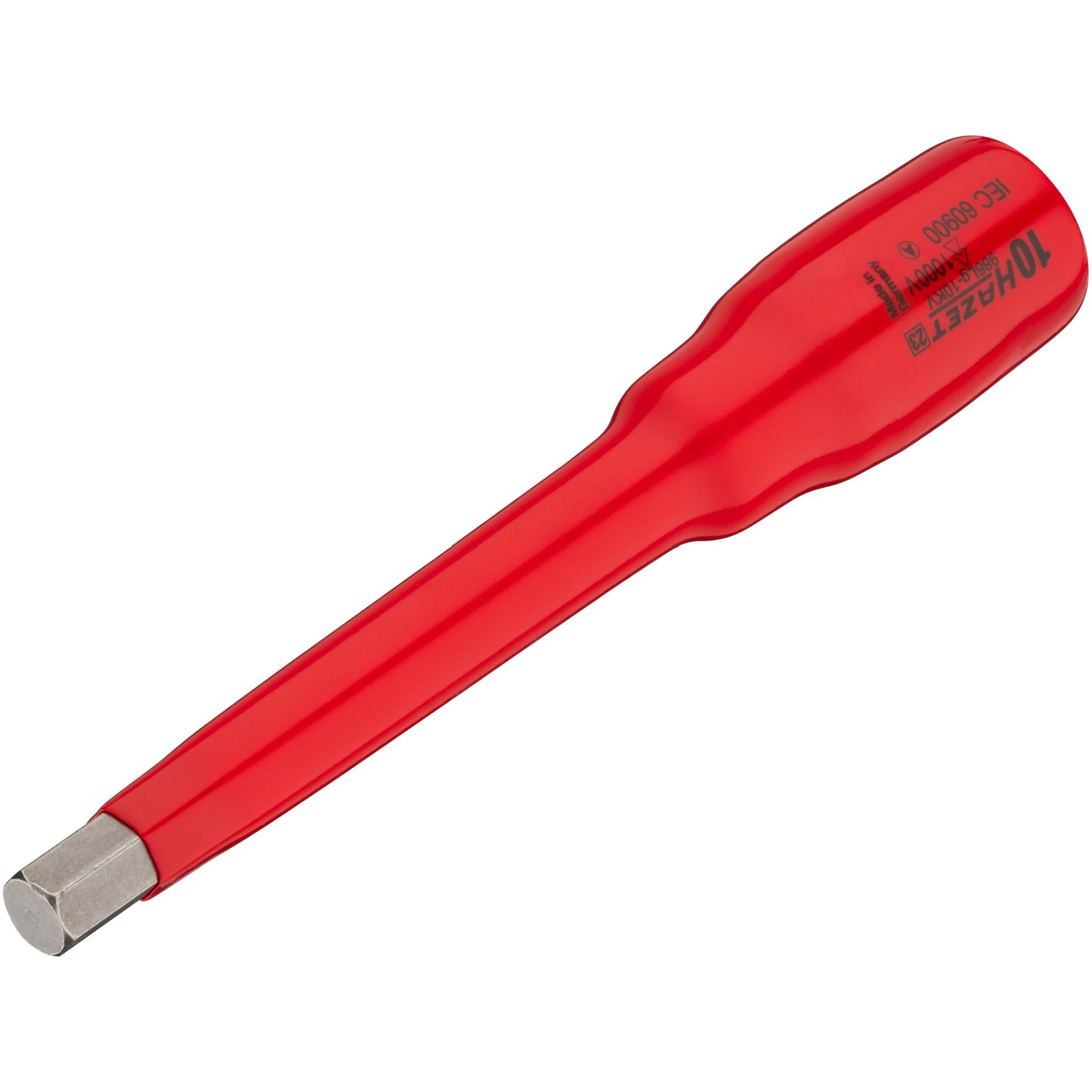 HAZET Schraubendreher-Steckschlüsseleinsatz ∙ schutzisoliert 986LG-10KV ∙ 1/2 Zoll (12,5 mm) Vierkant hohl ∙ Innensechskant Profil ∙ SW 10 mm
