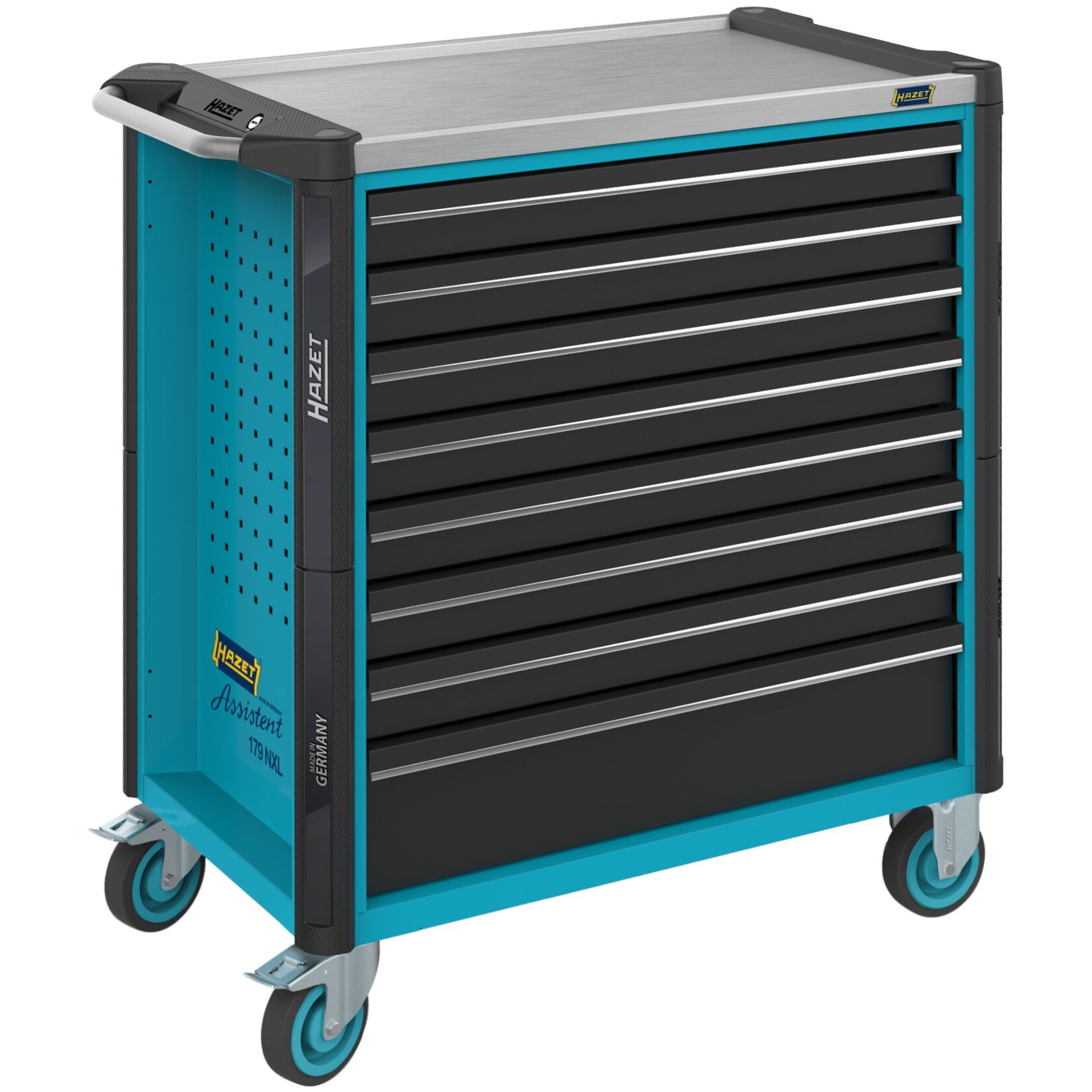 HAZET Carro de herramientas Carro de herramientas Assistent 179NXL-8 ∙ 959 mm x 518 mm x 1020 mm ∙ Cajones planos: 7× 81 x 696 x 398 mm ∙ Cajones altos: 1× 166 x 696 x 398 mm