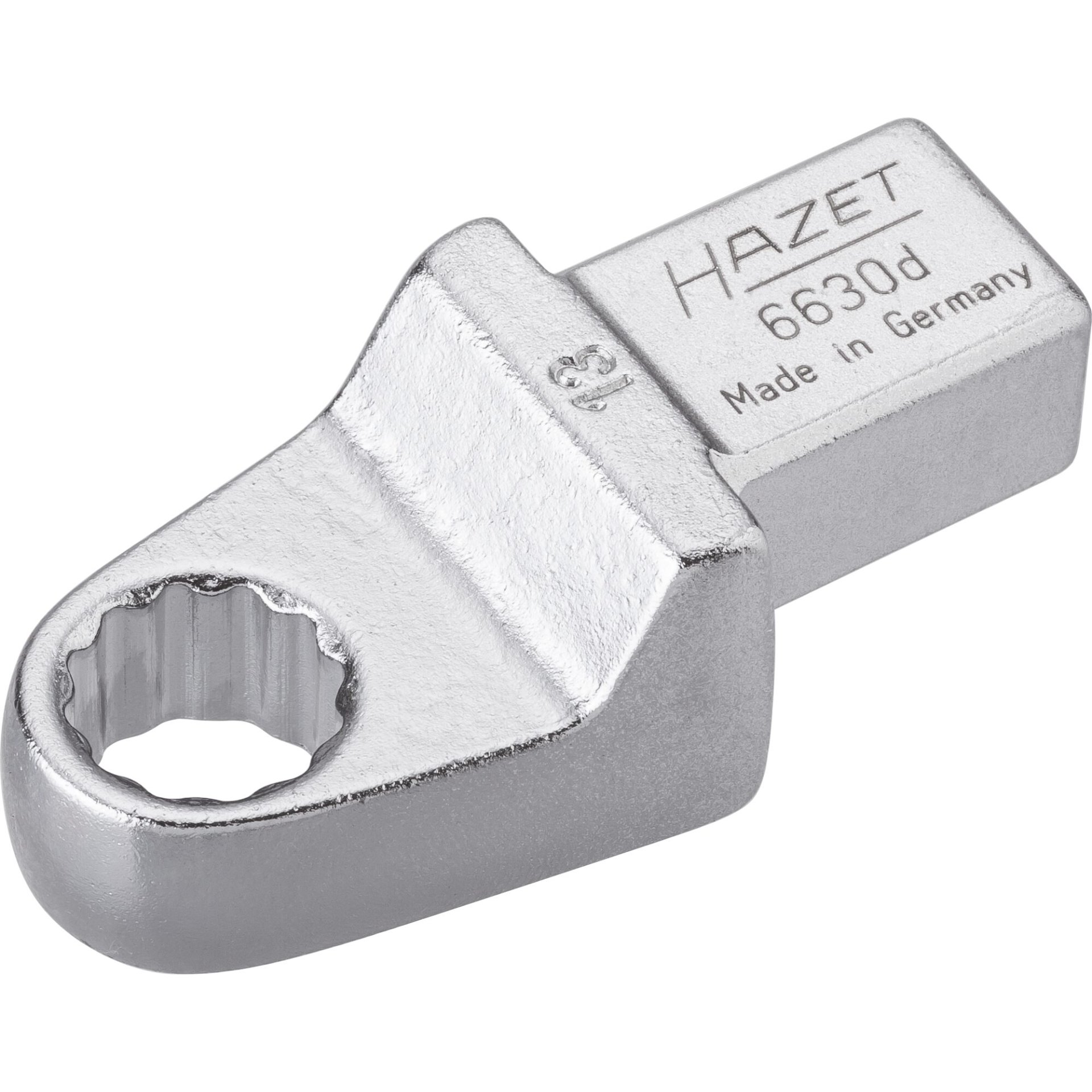 HAZET Einsteck-Ringschlüssel 6630D-13 ∙ 14 x 18 mm Einsteck-Vierkant massiv ∙ Außen-Tractionsprofil Doppelsechskant ∙ SW 13 mm