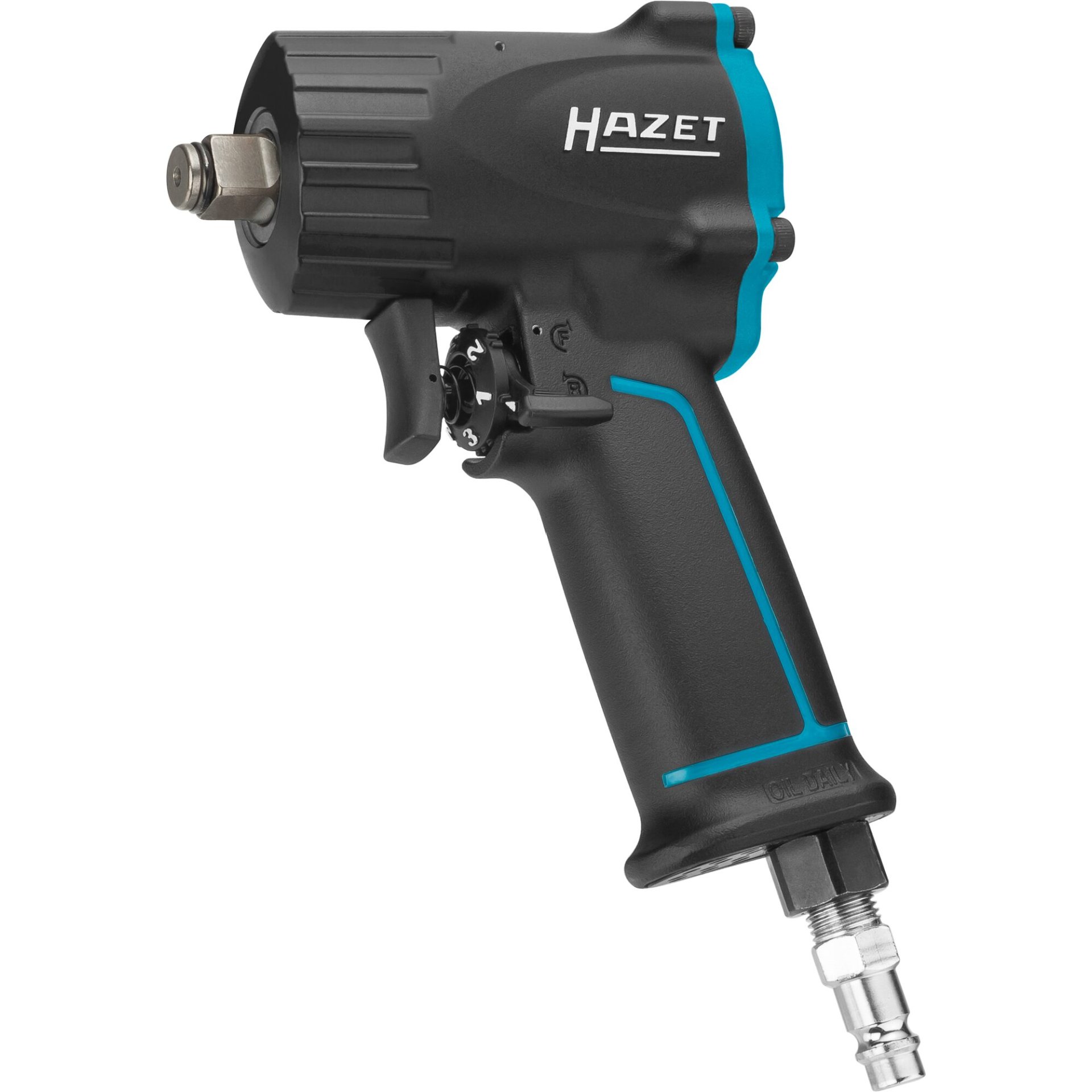 HAZET Impact wrench ∙ extra short 9012M ∙ Loosening torque maximum [N m]: 1100 Nm ∙ 1/2 inch (12.5 mm) square, solid ∙ Single hammer striking mechanism
