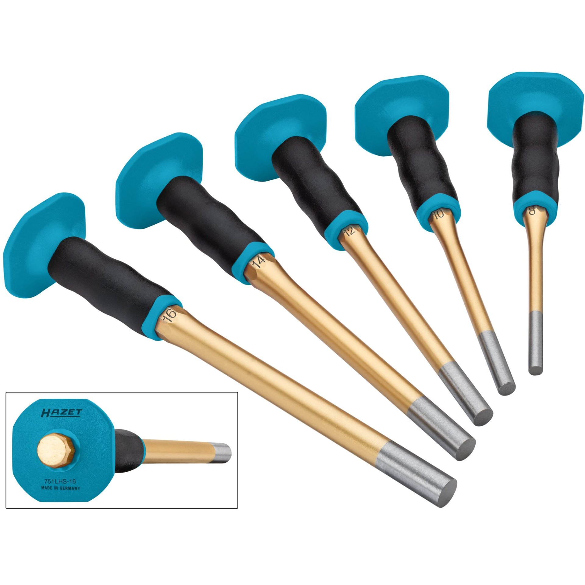 HAZET Splinttreiber-Satz ∙ mit Handschutz ∙ lang 751LHS/5-1 ∙ 5-teilig