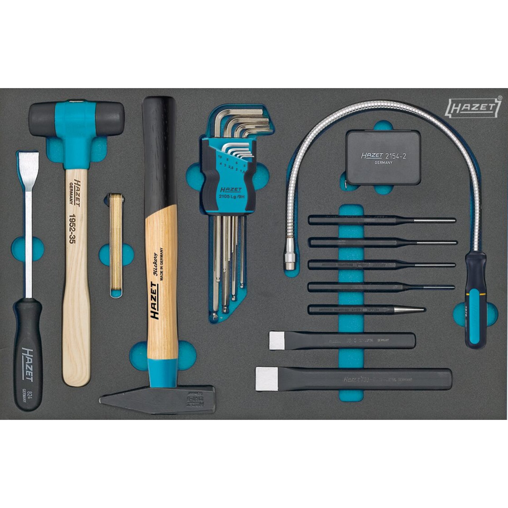 HAZET Jeu d'outils ∙ clé mâle coudée ∙ outils divers 163-60/22 ∙ Profil à 6 pans intérieurs ∙ 519 mm x 342 mm ∙ Nombre d'outils : 22