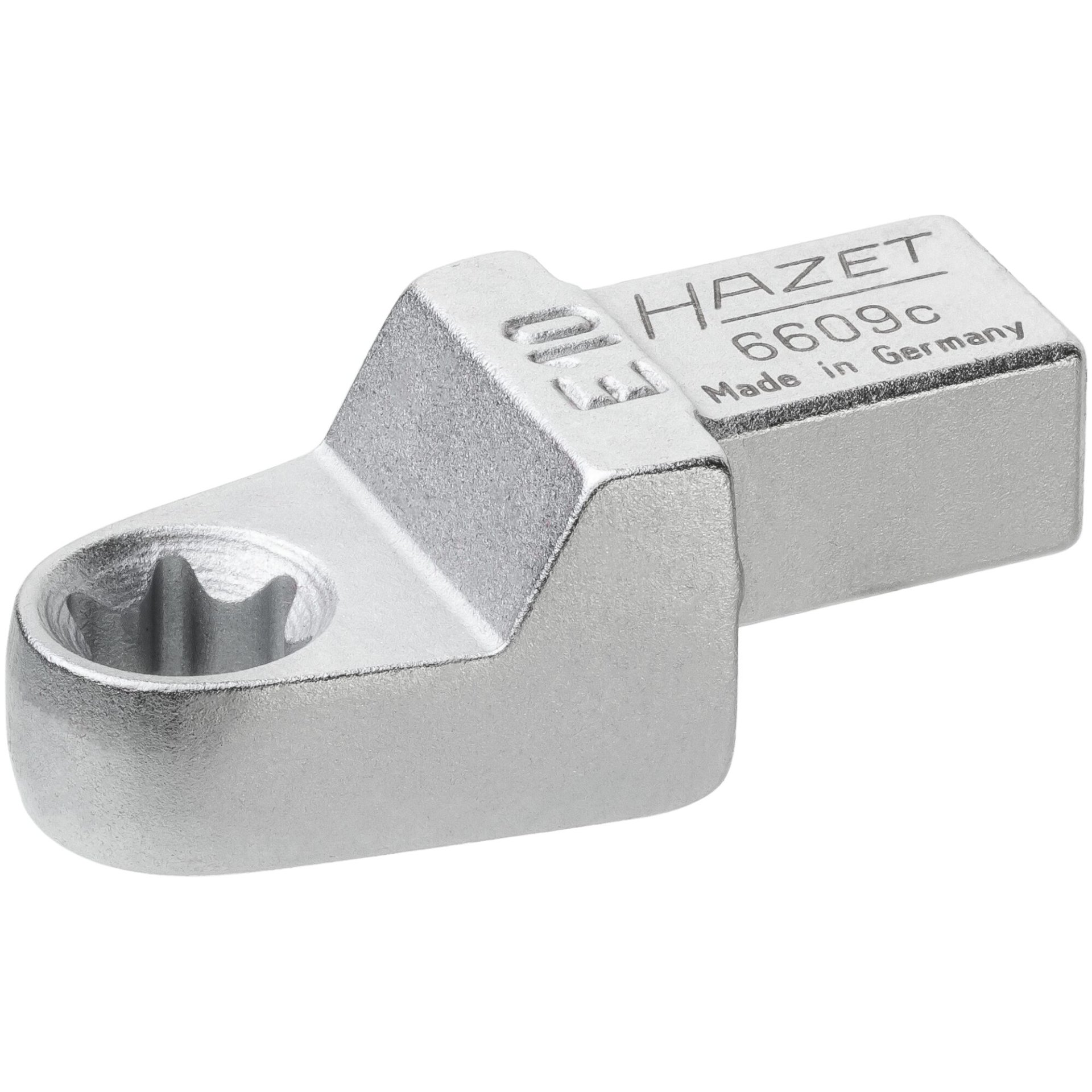 HAZET Einsteck Ringschlüssel 6609C-E10 ∙ 9 x 12 mm Einsteck-Vierkant massiv ∙ Außen TORX® Profil ∙ SW E10