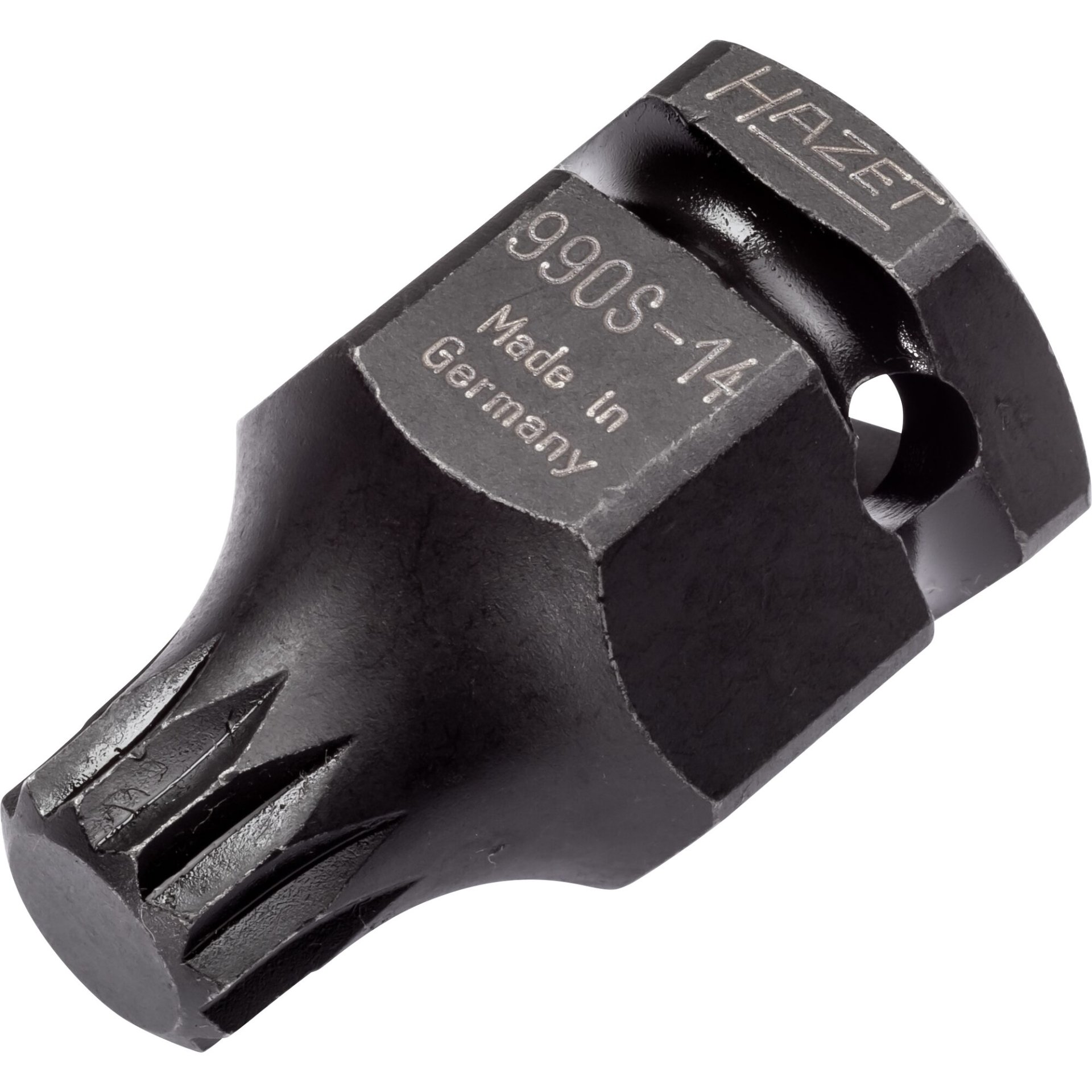 HAZET Douille mâle à chocs 990S-14 ∙ Carré creux 1/2 pouce (12,5 mm), 6 pans extérieurs 24 mm ∙ Profil denture multiple intérieur XZN ∙ taille M14