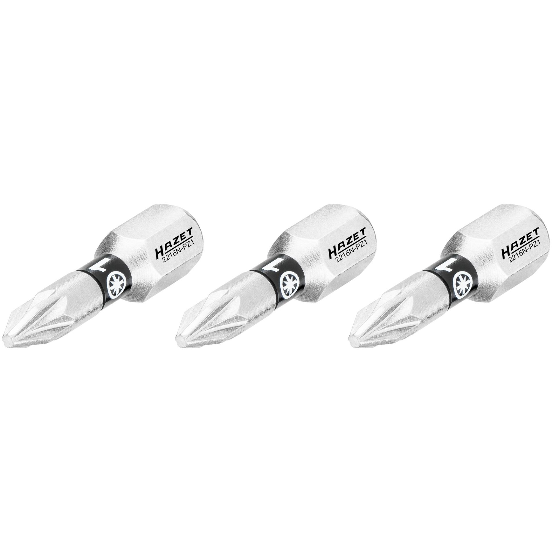 HAZET Bit 2216N-PZ1/3 ∙ 1/4 Zoll (6,3 mm) Sechskant massiv ∙ Pozidriv Profil PZ ∙ 3-teilig ∙ SW PZ1