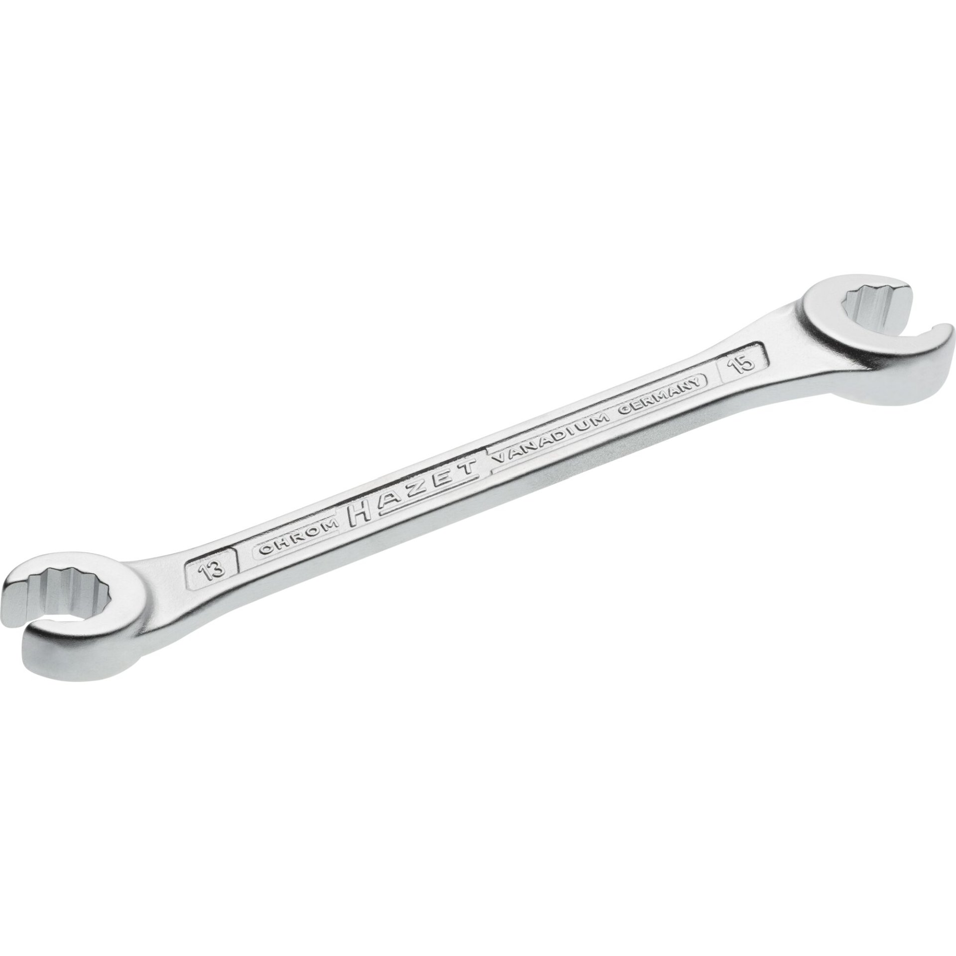 HAZET Doppel-Ringschlüssel ∙ offen 612-13X15 ∙ Außenprofil Doppelsechskant ∙ SW 13 x 15 mm