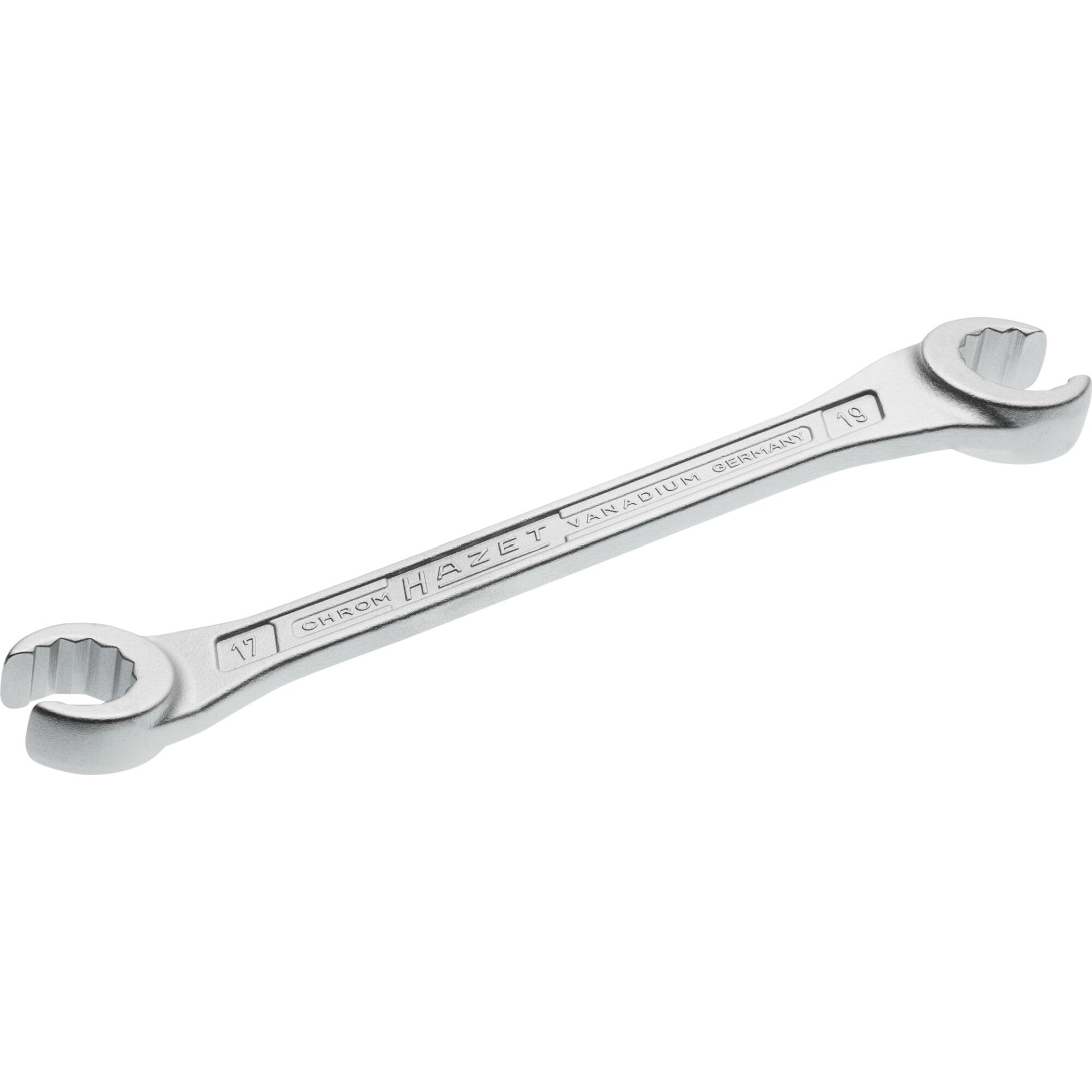 HAZET Doppel-Ringschlüssel ∙ offen 612-17X19 ∙ Außenprofil Doppelsechskant ∙ SW 17 x 19 mm